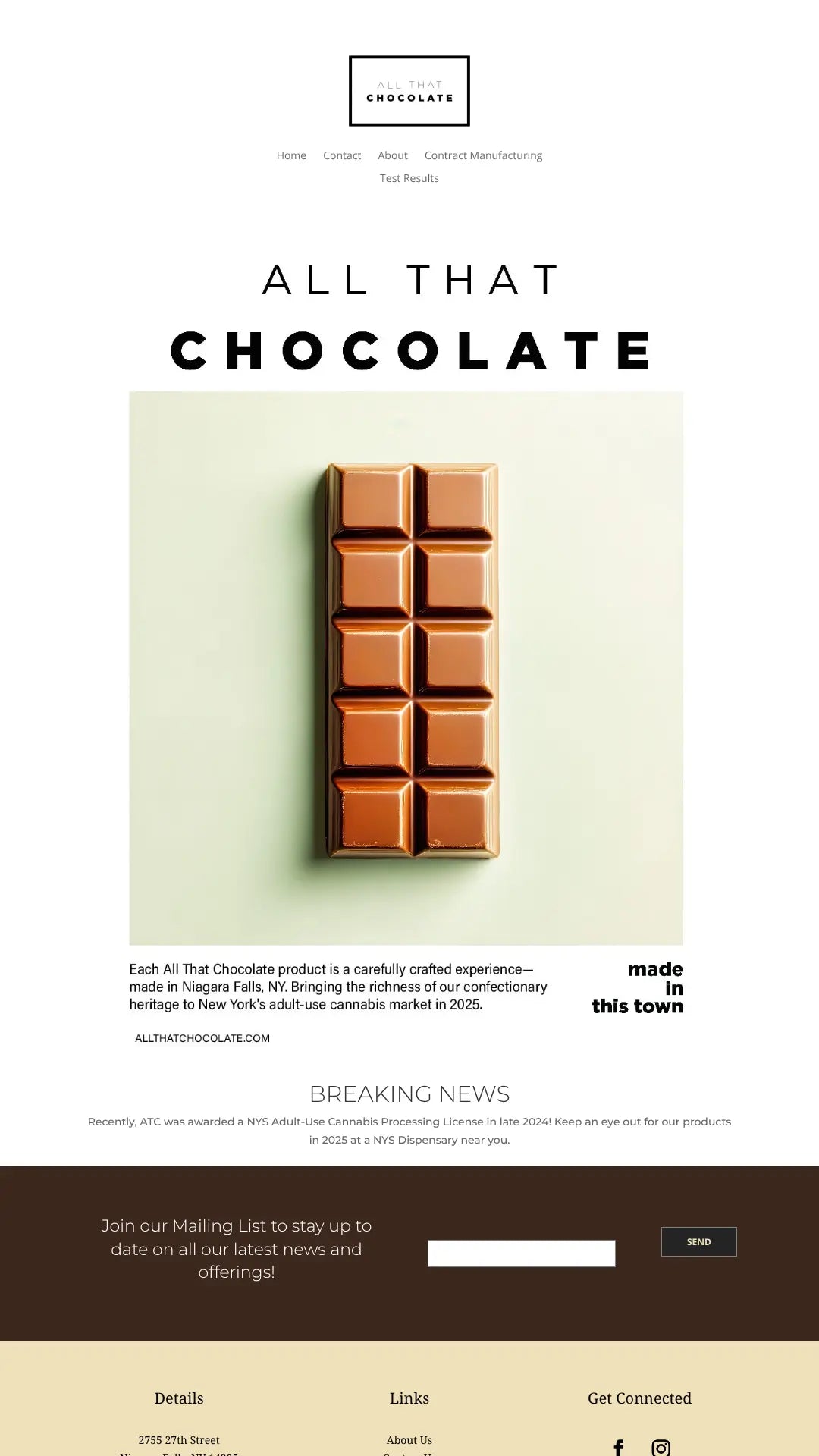 Screenshot: the All That Chocolate website.