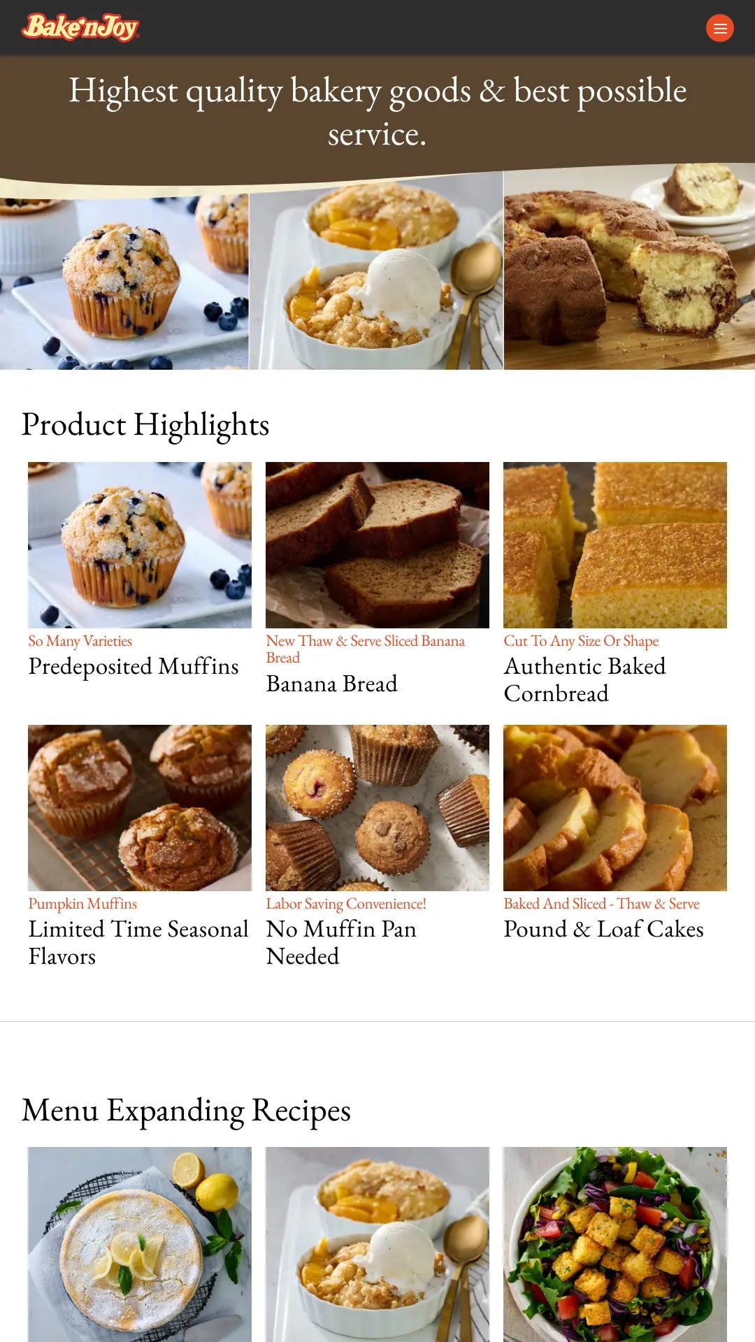 Screenshot: the Bake'n Joy Foods Inc website.