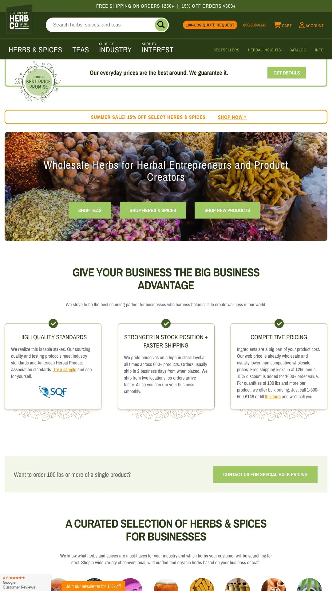 Screenshot: the Monterey Bay Spice Co website.