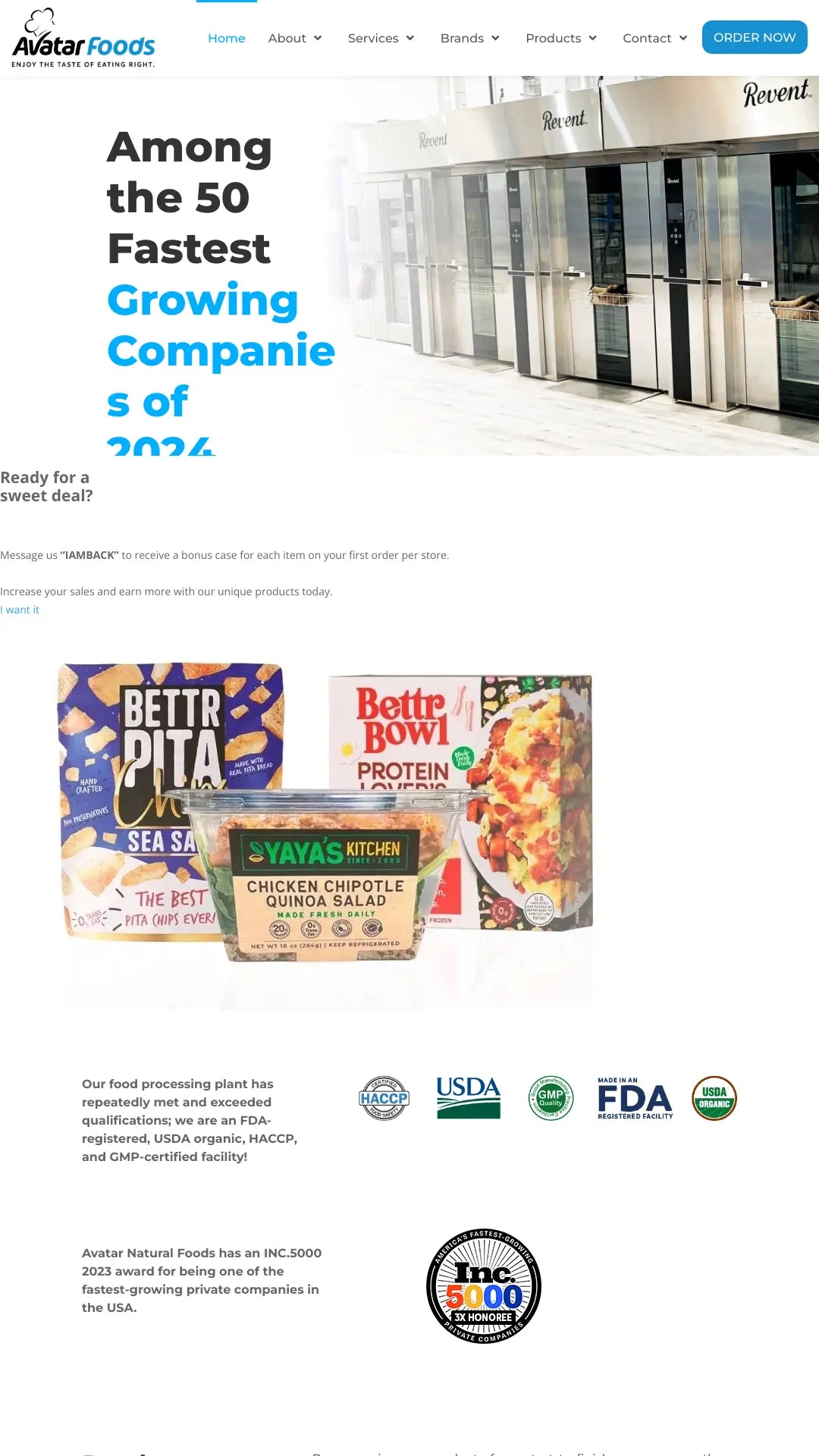 Screenshot: the Avatar Natural Foods website.