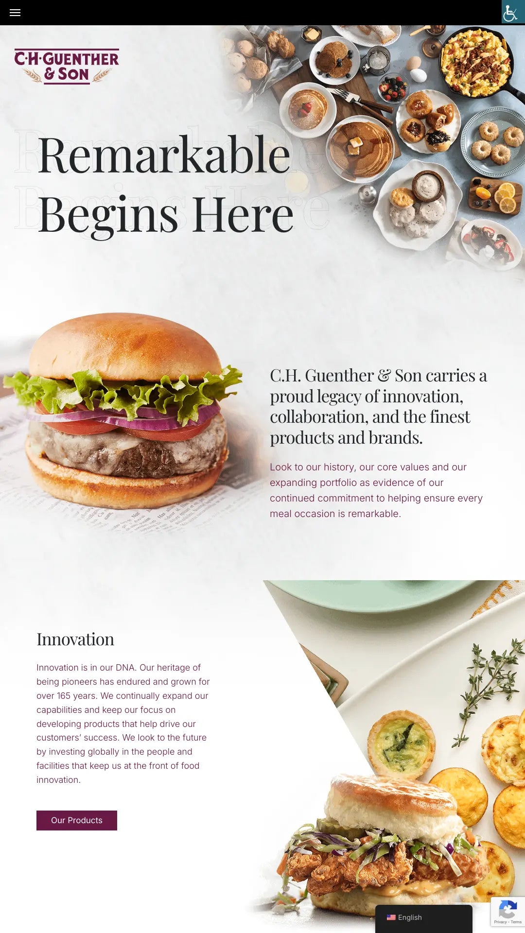 Screenshot: the C.H. Guenther & Son website.