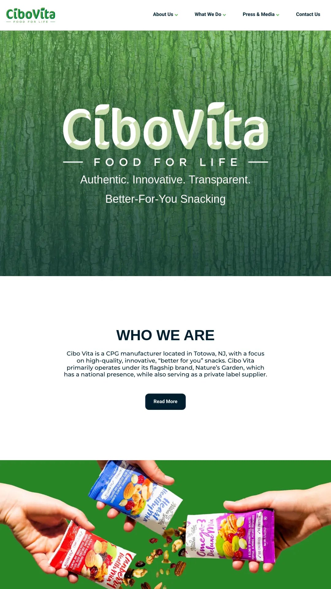 Screenshot: the Cibo Vita website.