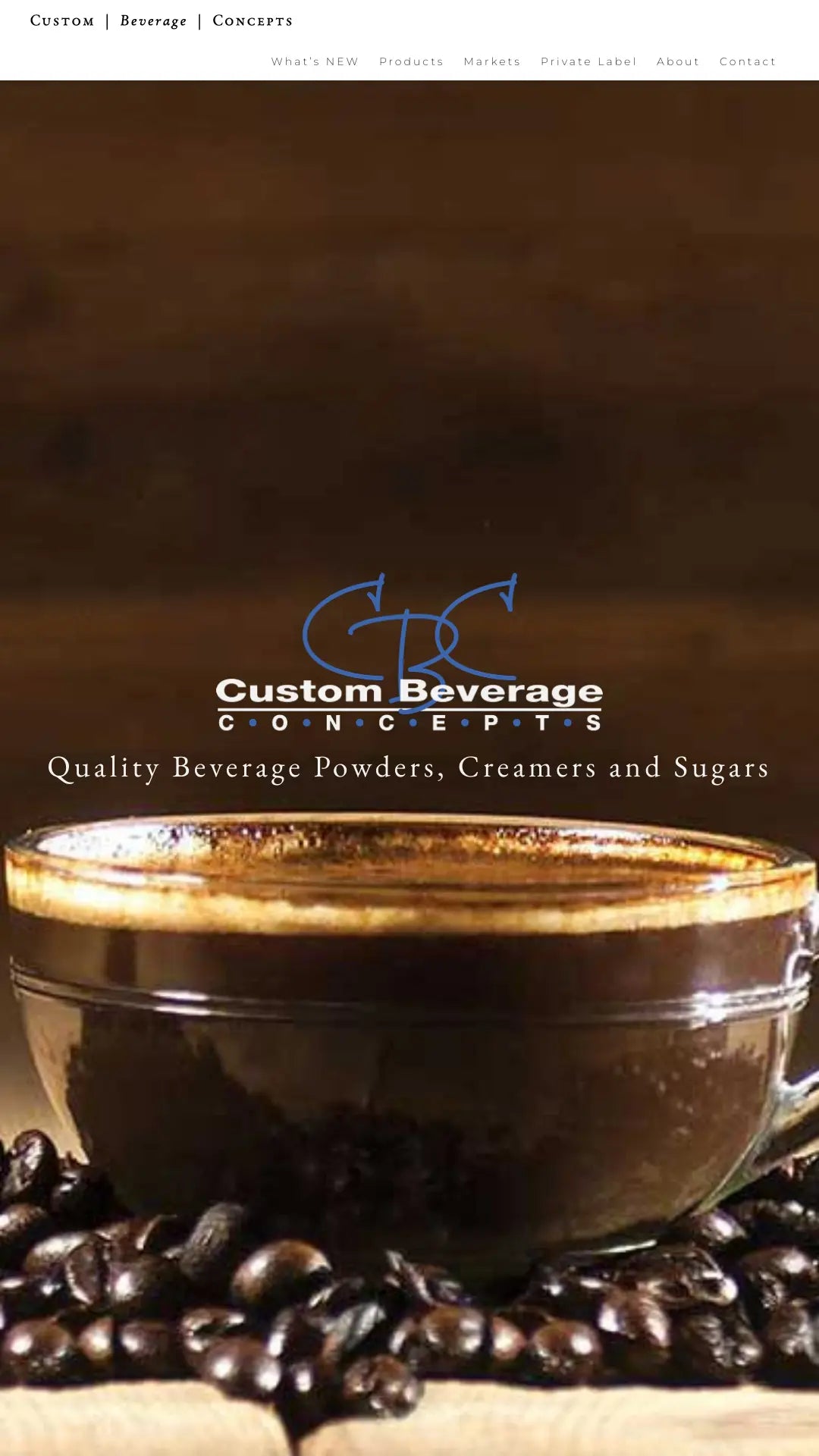 Screenshot: the Custom Beverage Concepts website.