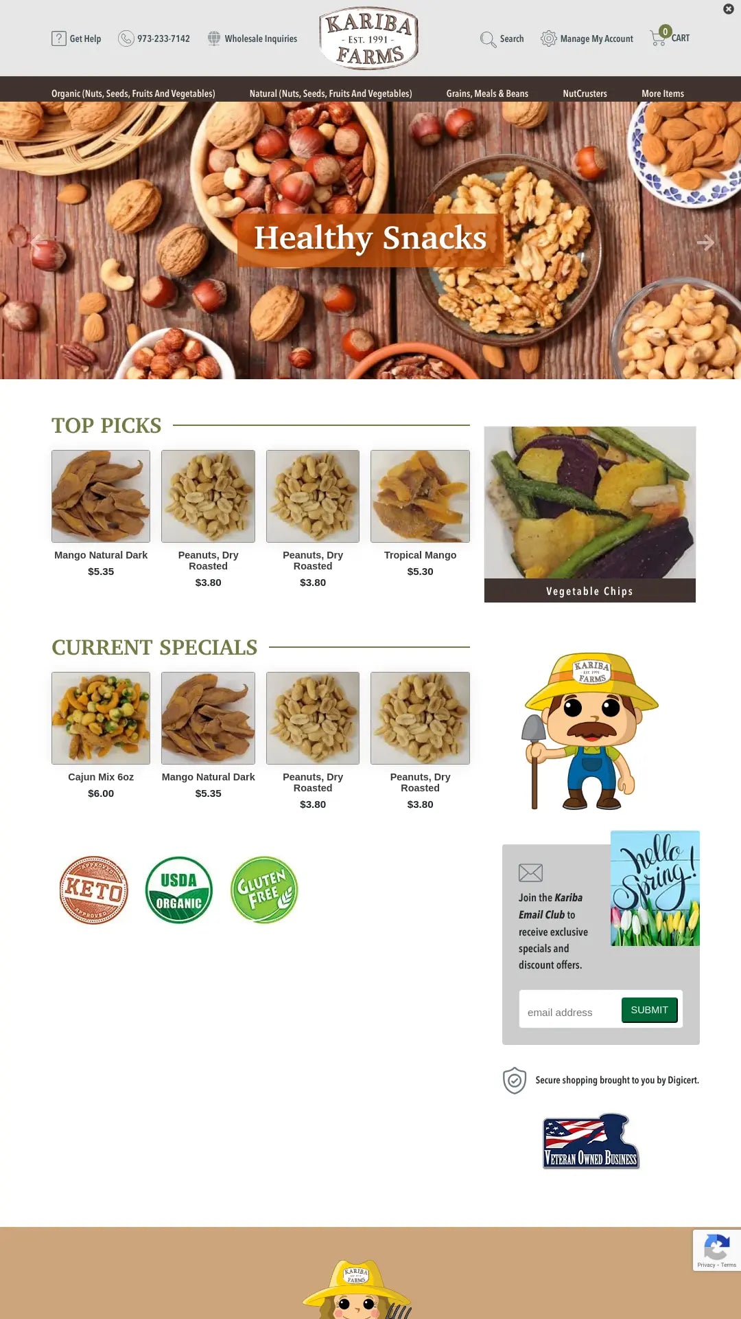 Screenshot: the Kariba Farms website.