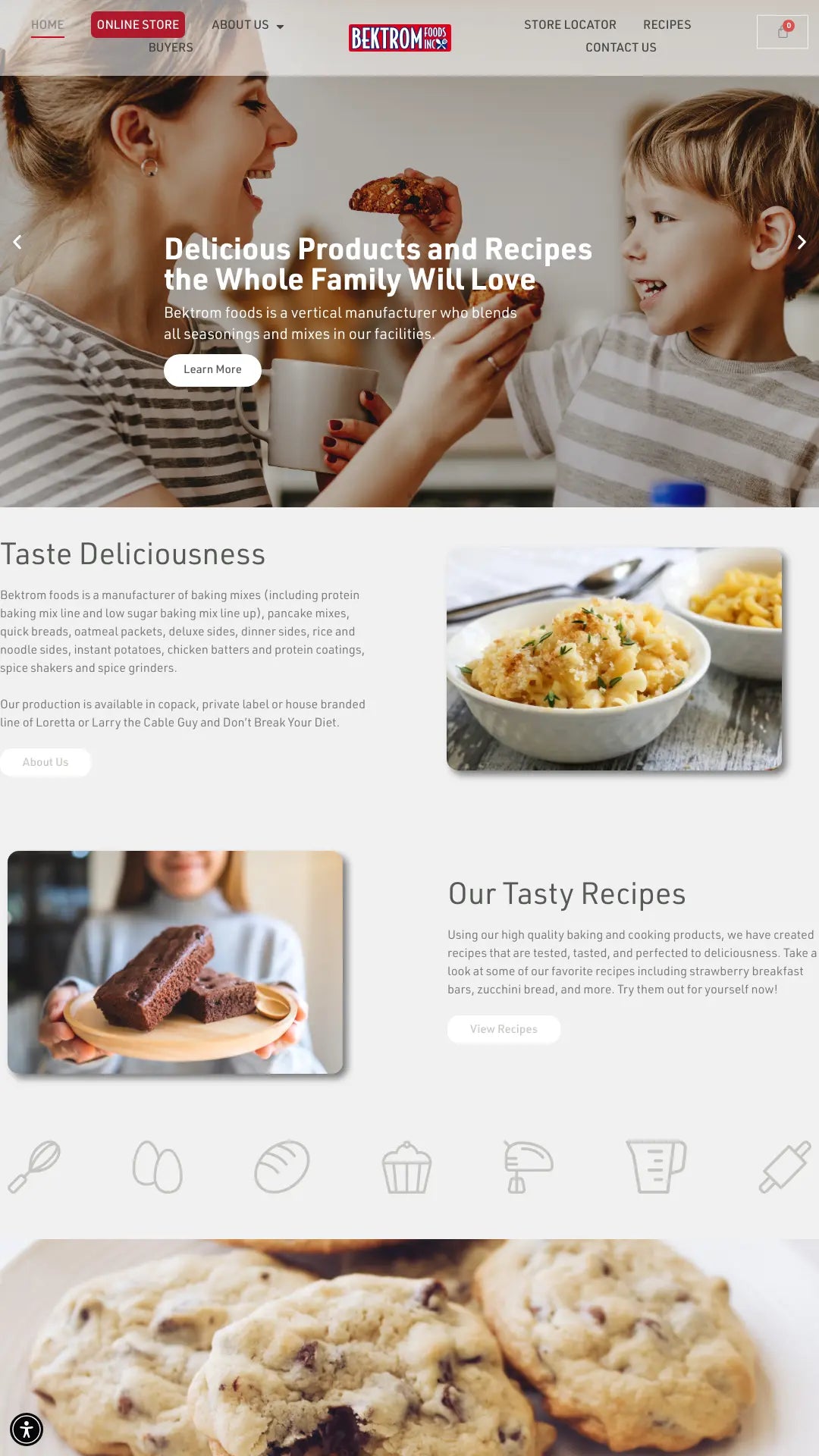 Screenshot: the Bektrom Foods website.