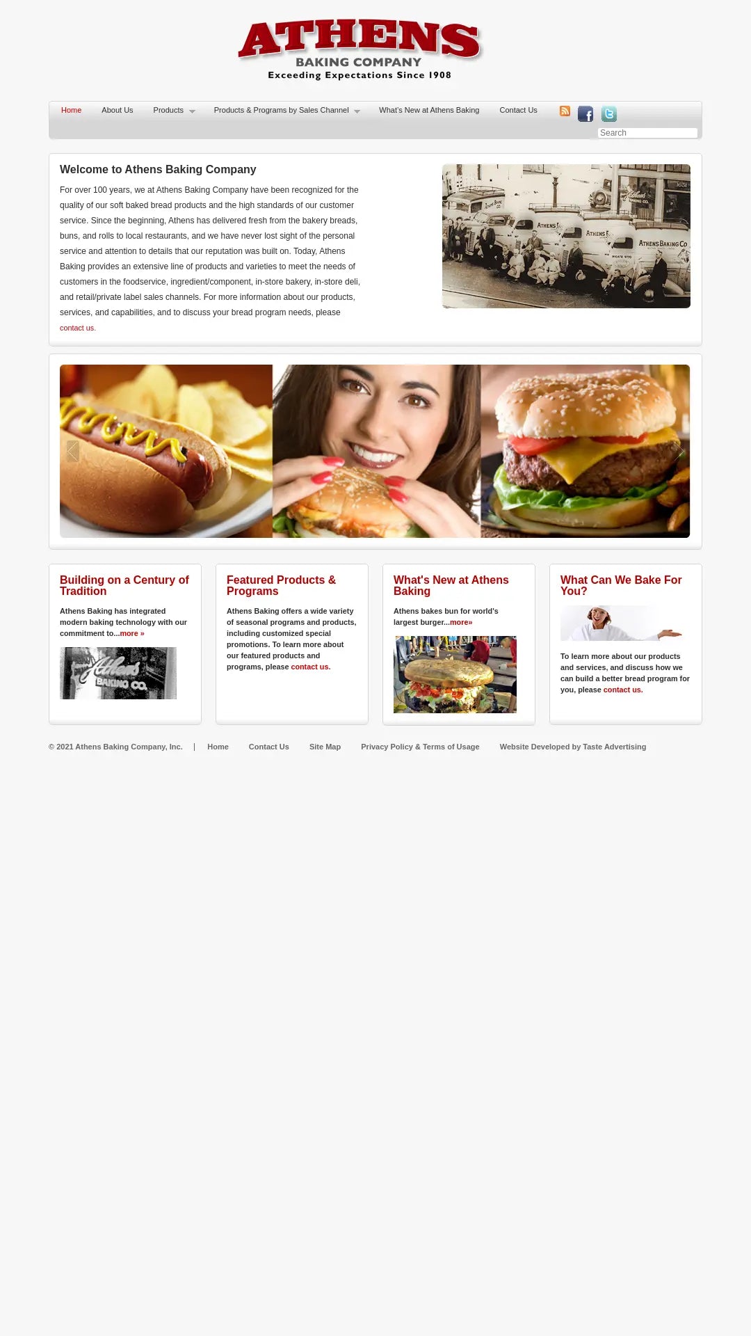 Screenshot: the Athens Baking Company website.