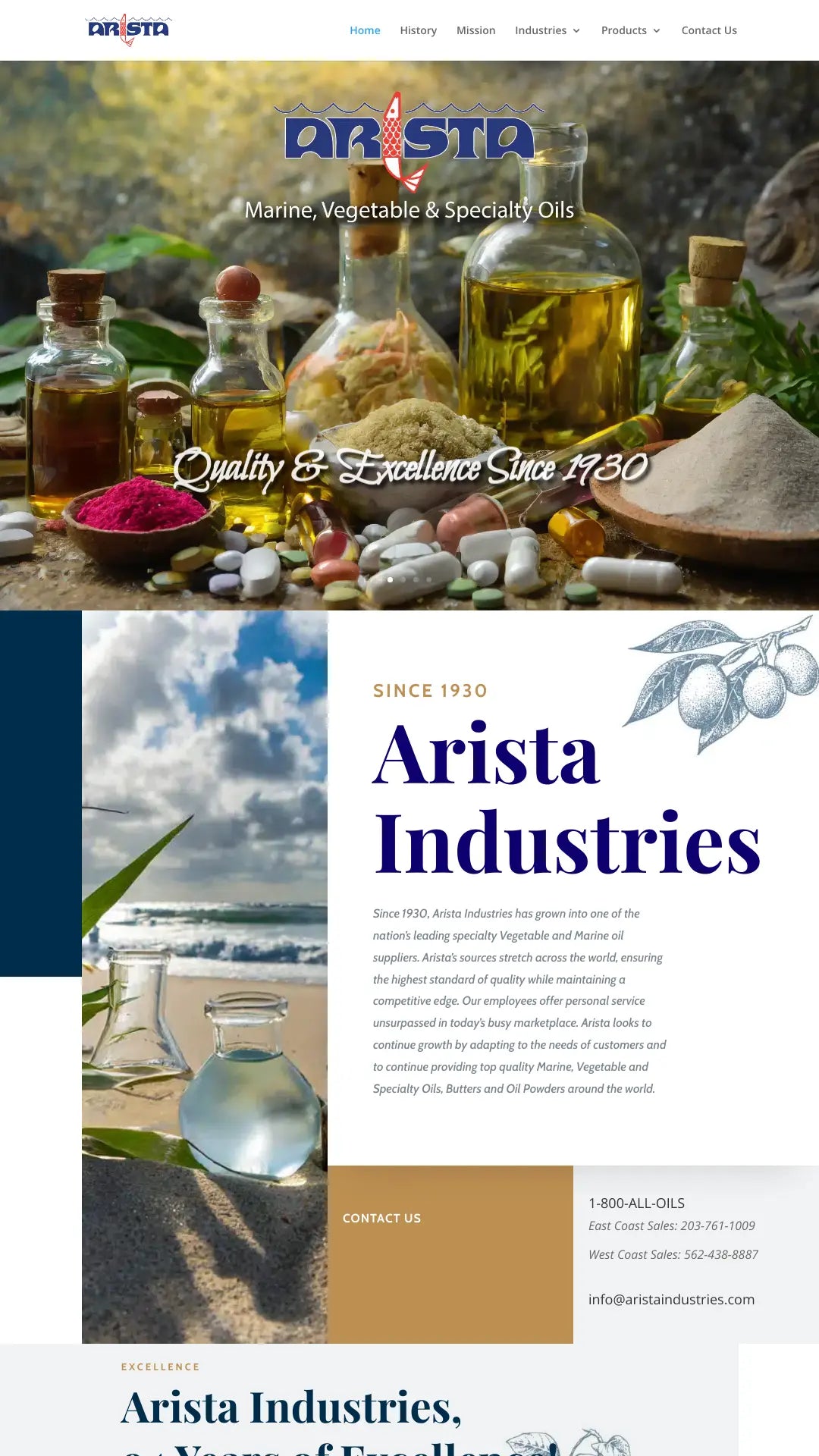 Screenshot: the Arista Industries website.