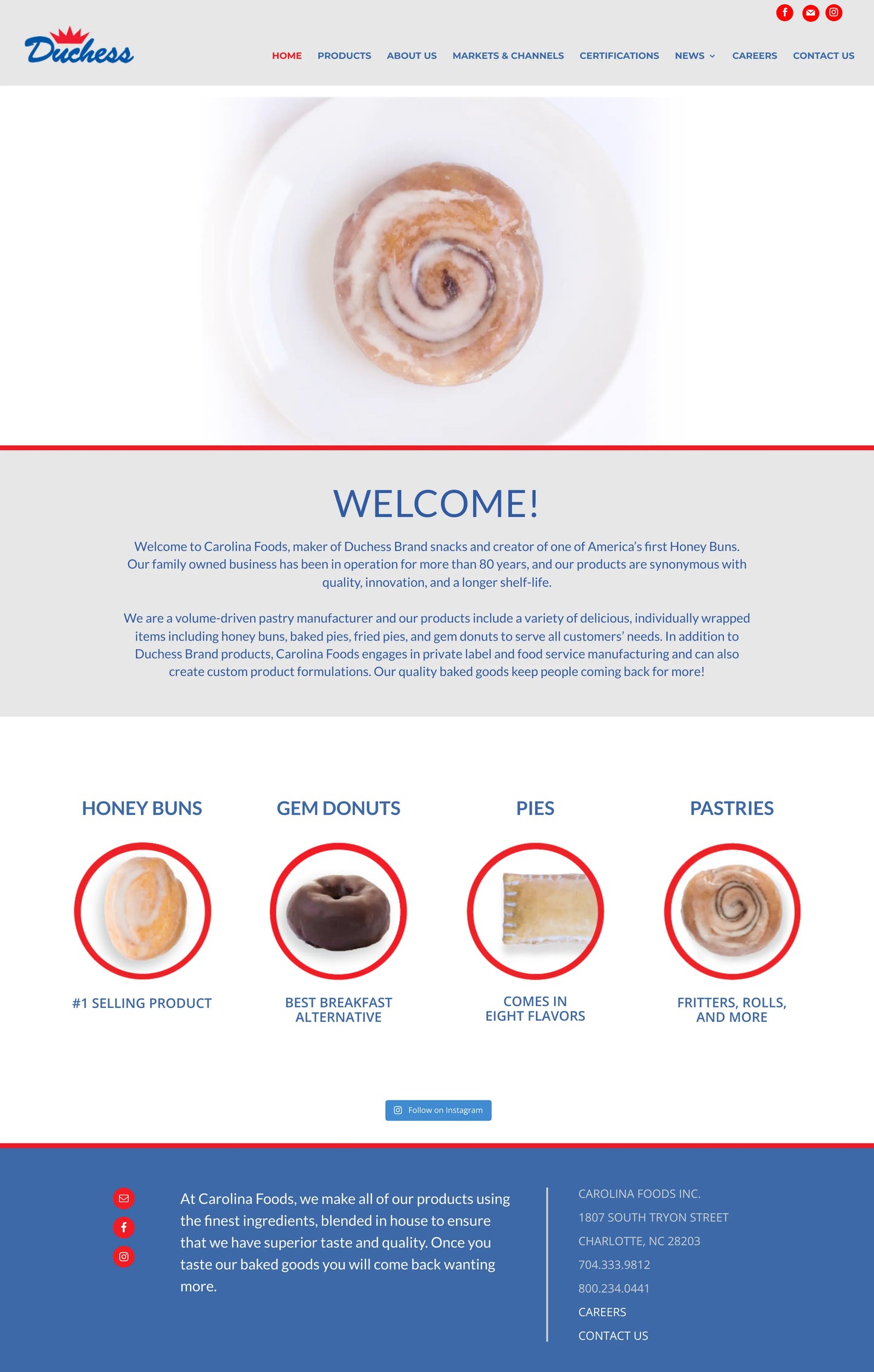 Screenshot: the ​Carolina Foods website.