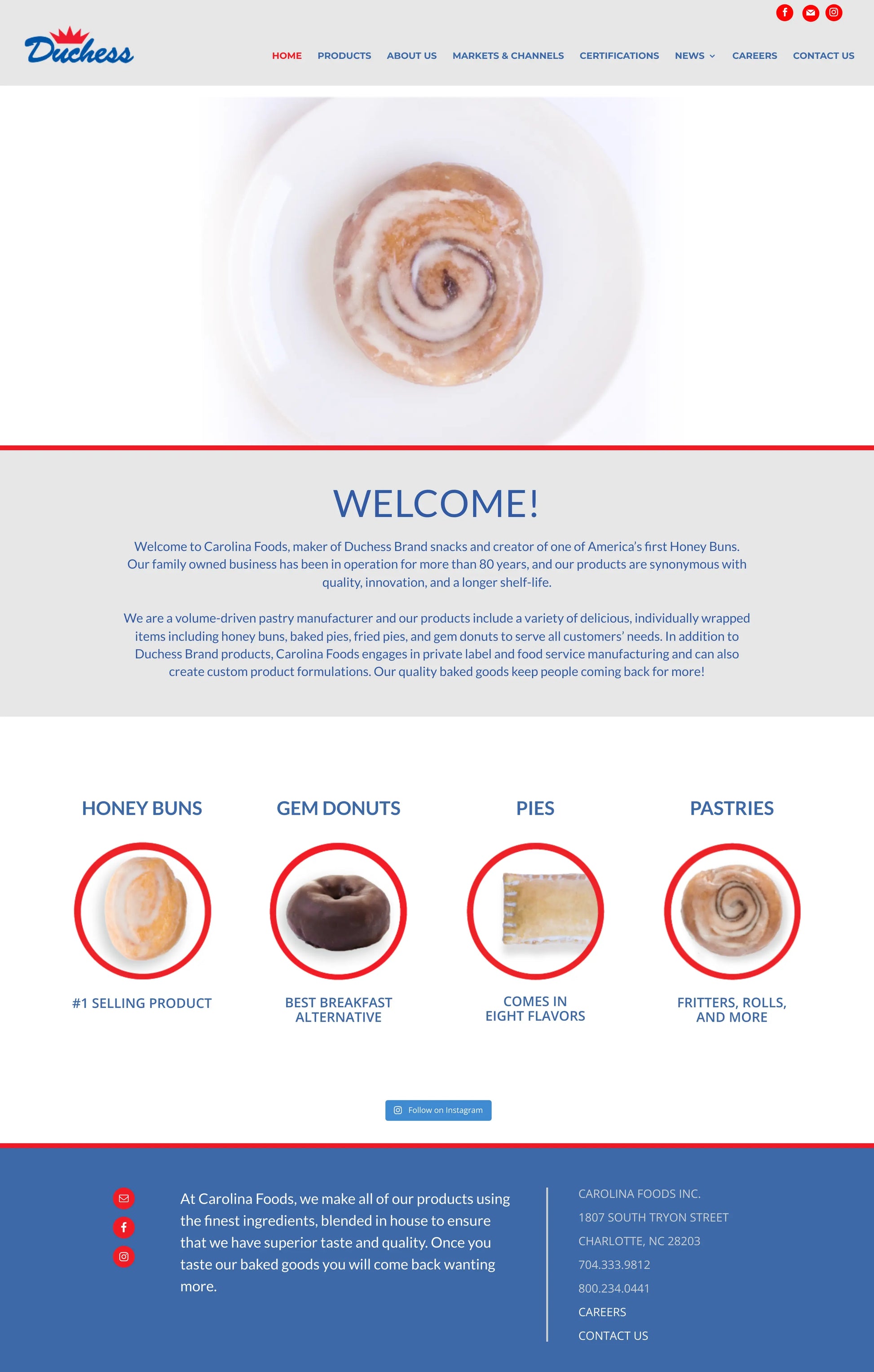 Screenshot: the ​Carolina Foods website.