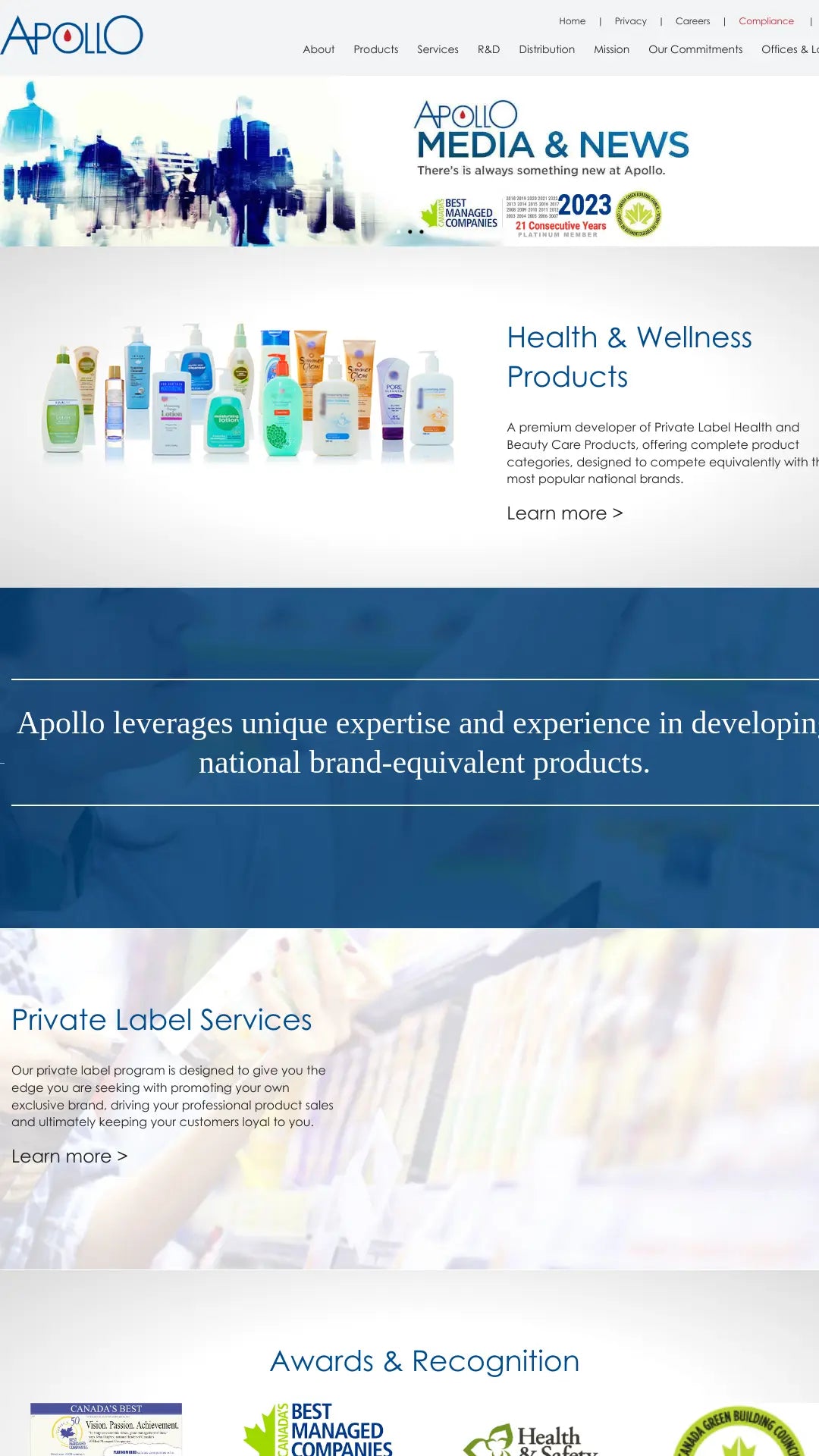 Screenshot: the Apollo Health & Beauty Care website.