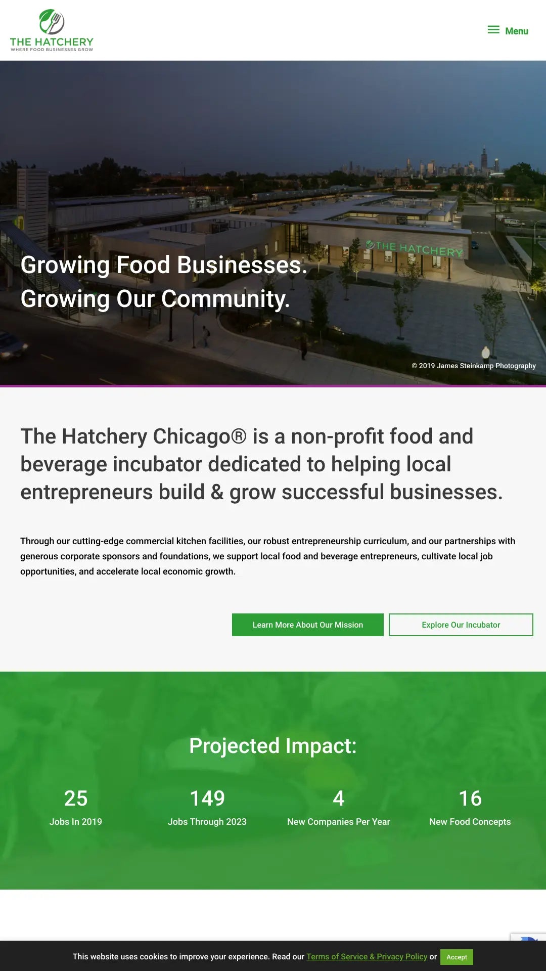 Screenshot: the The Hatchery website.