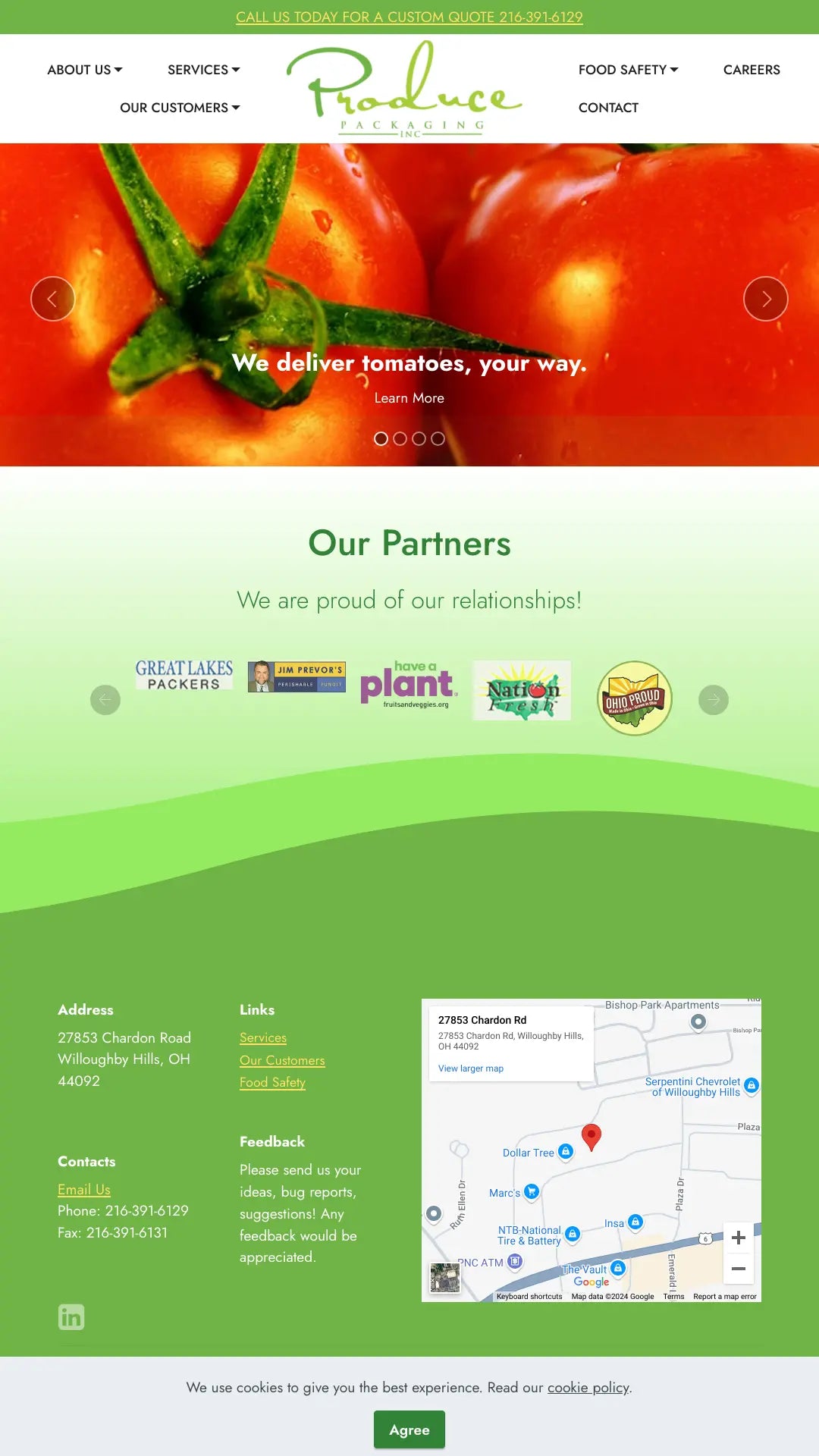 Screenshot: the Produce Packaging, Inc. website.