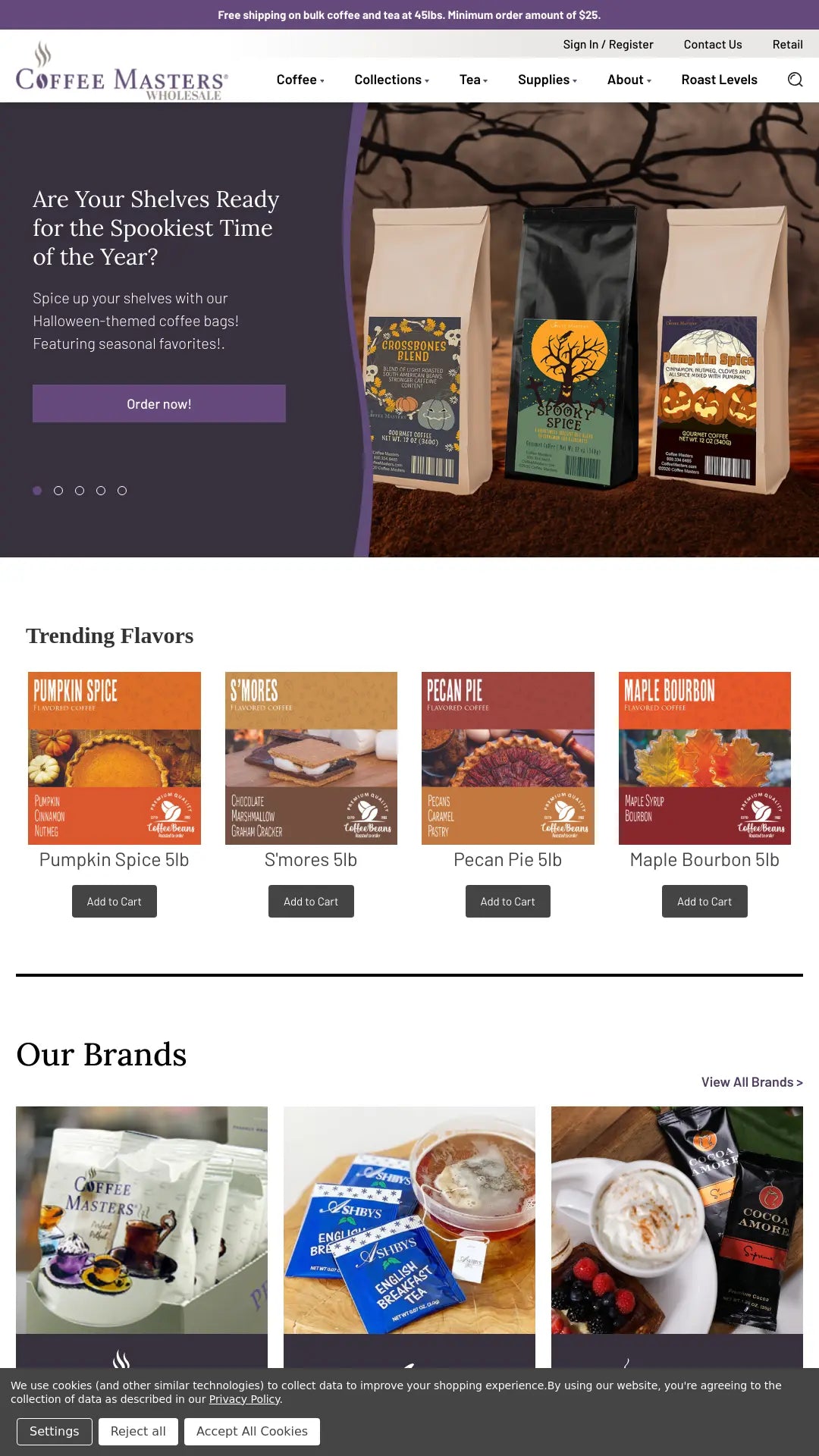 Screenshot: the Coffee Masters website.