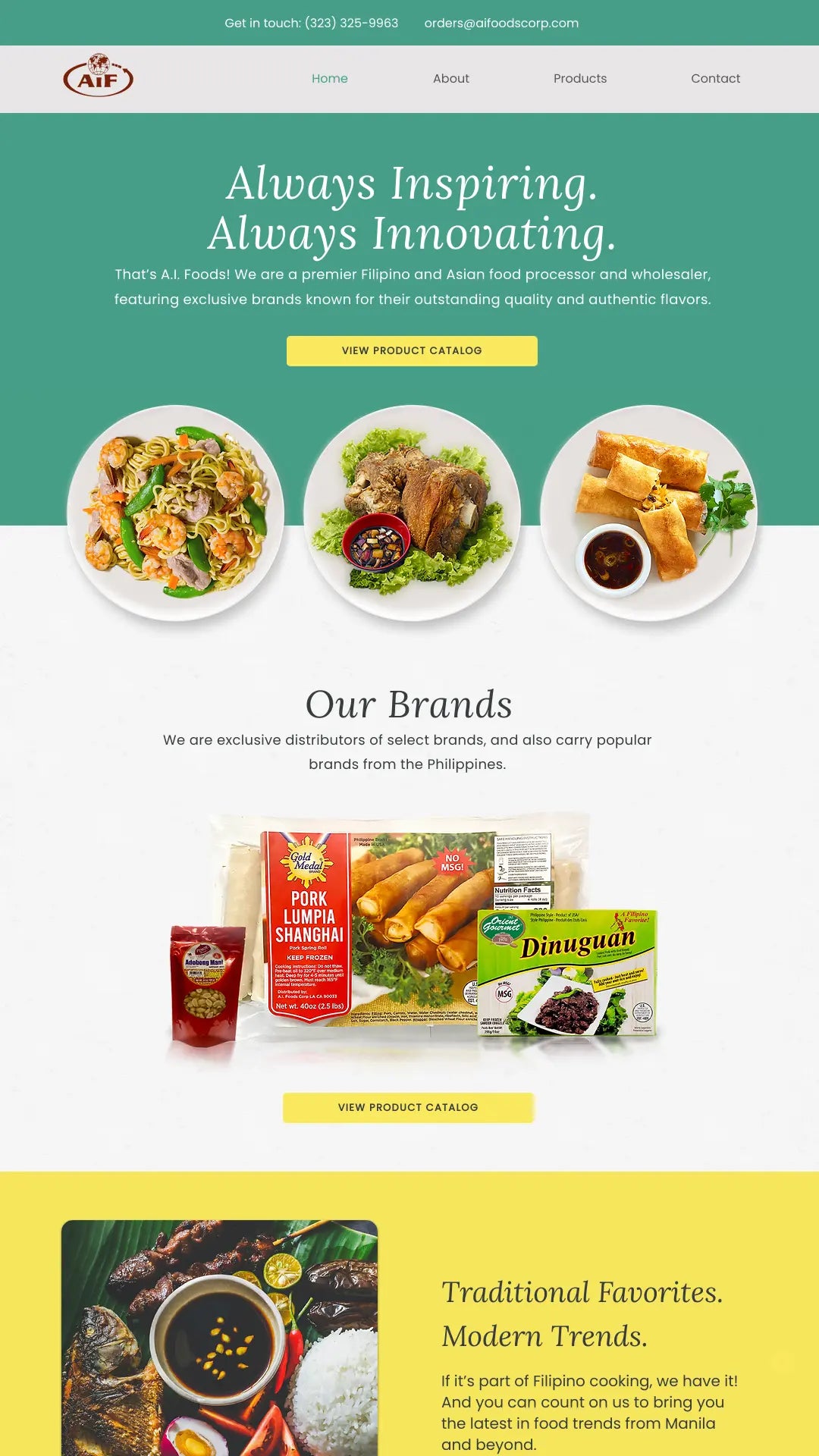 Screenshot: the AI Foods Corp website.