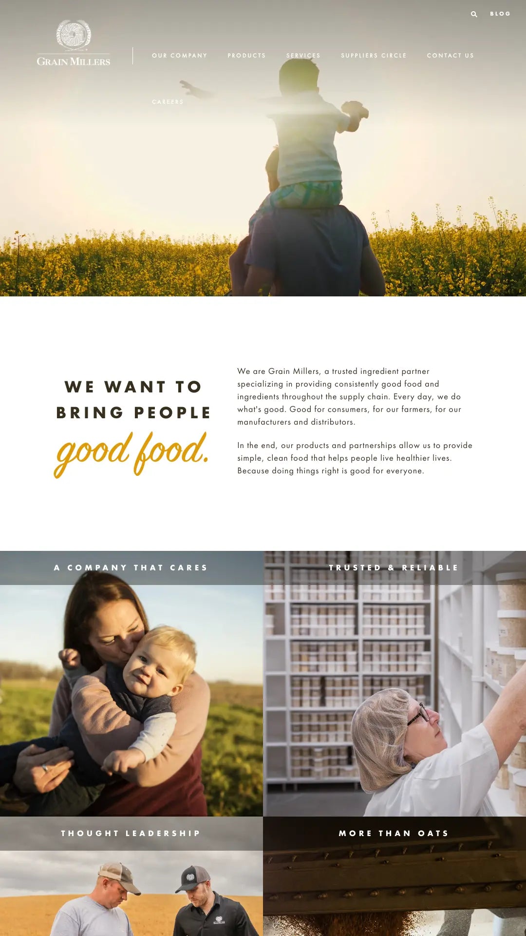 Screenshot: the Grain Miller website.