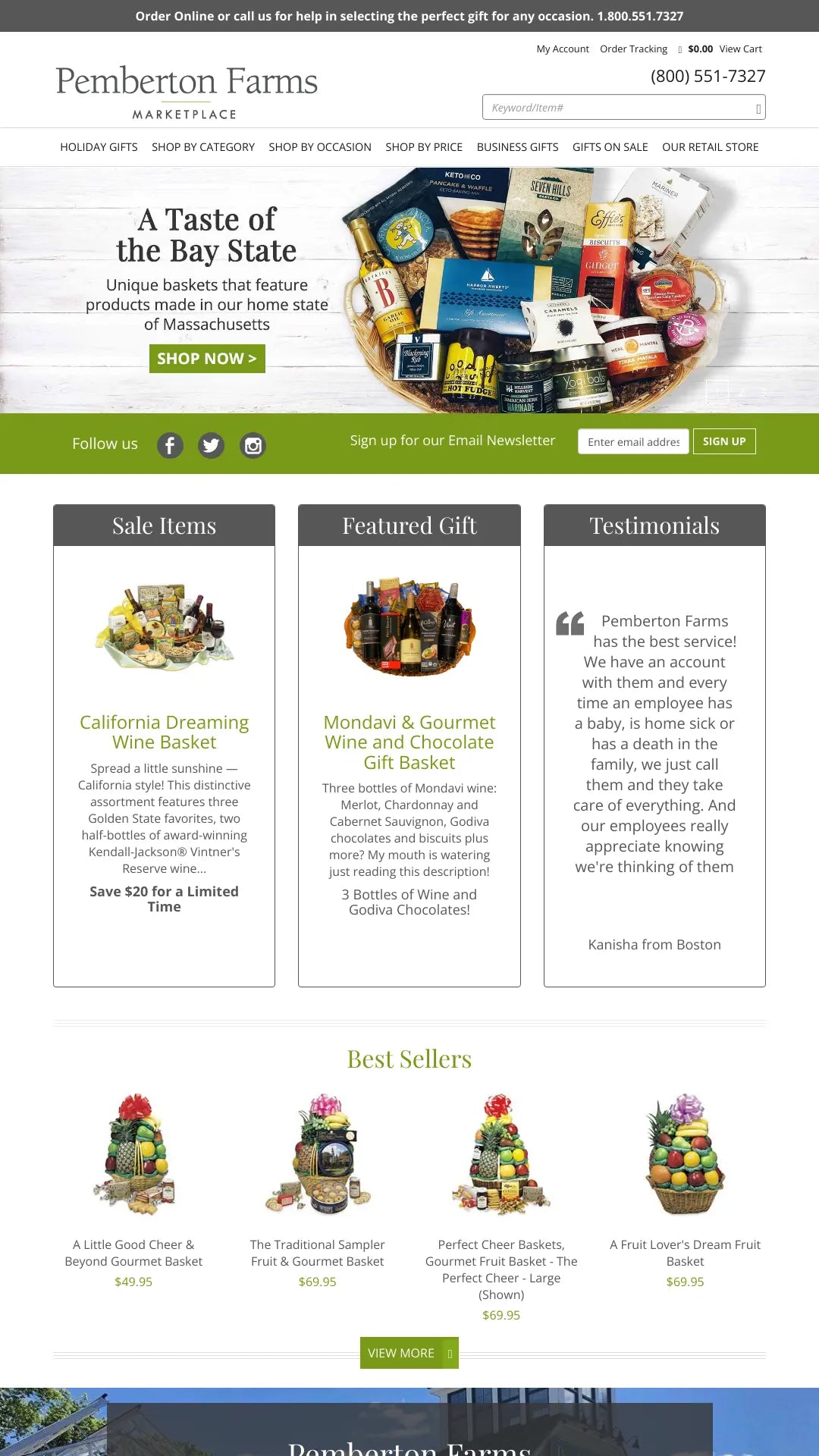 Screenshot: the Pemberton Farms website.