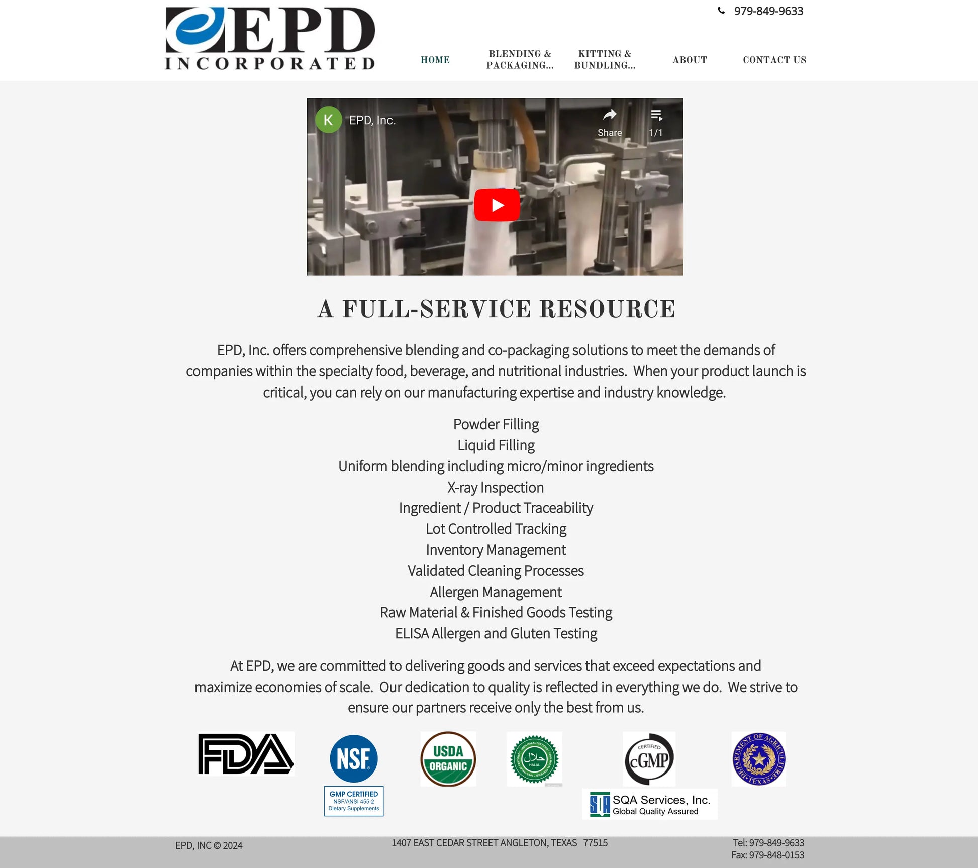 Screenshot: the EPD Inc. website.