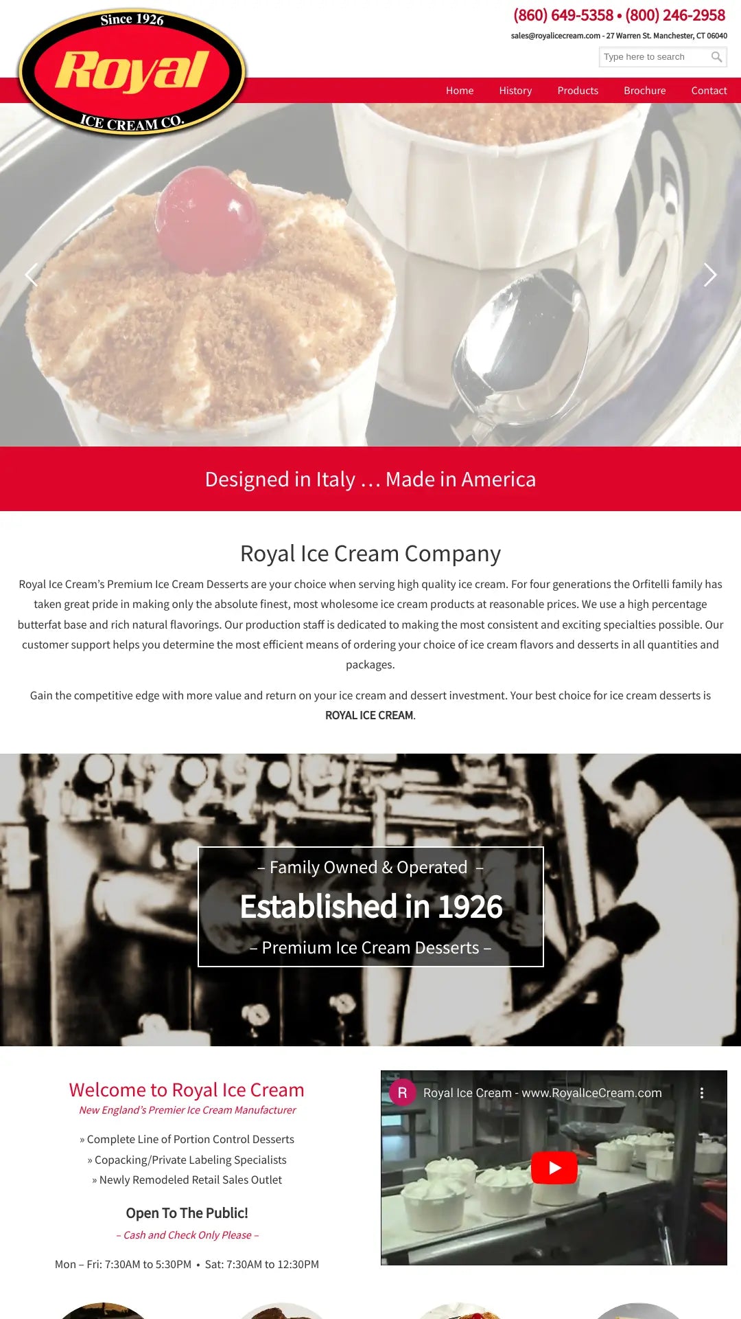 Screenshot: the Royal Ice Cream Co. website.