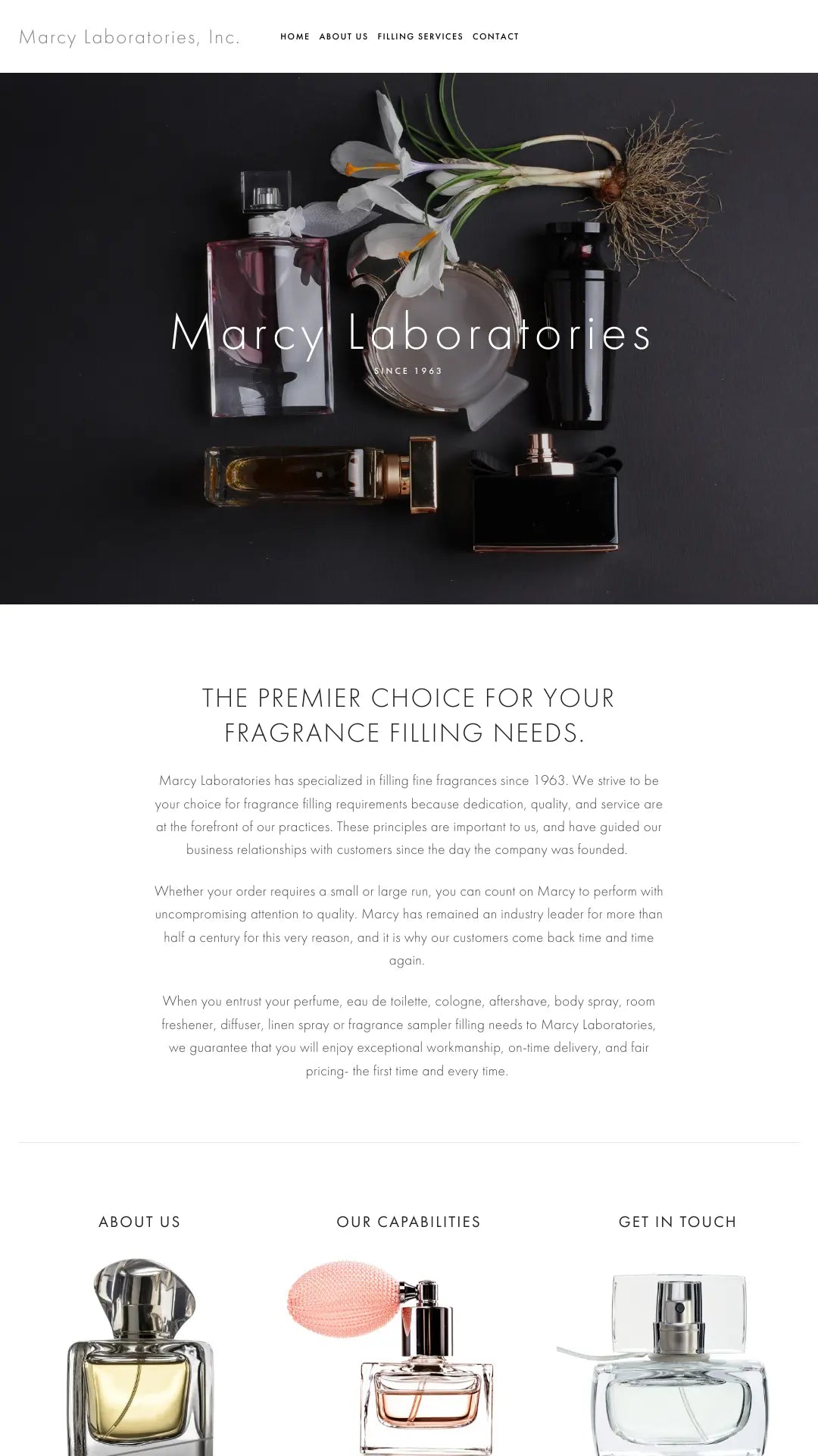 Screenshot: the Marcy Laboratories, Inc. website.