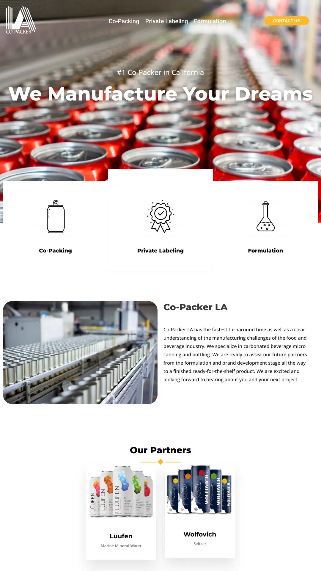 Screenshot: the Copacker LA website.