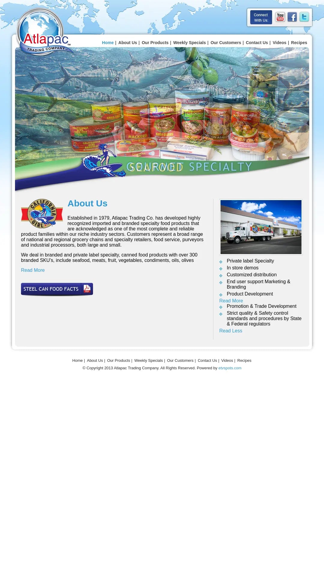 Screenshot: the Atlapac Trading Company website.