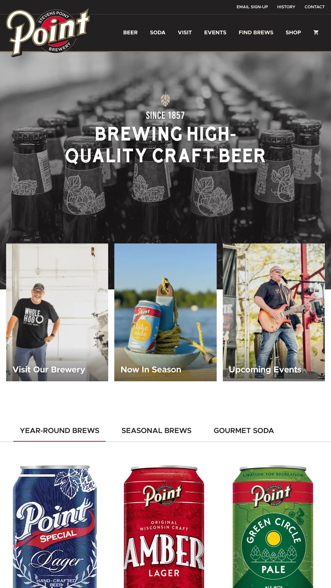 Screenshot: the Stevens Point Brewery Co website.