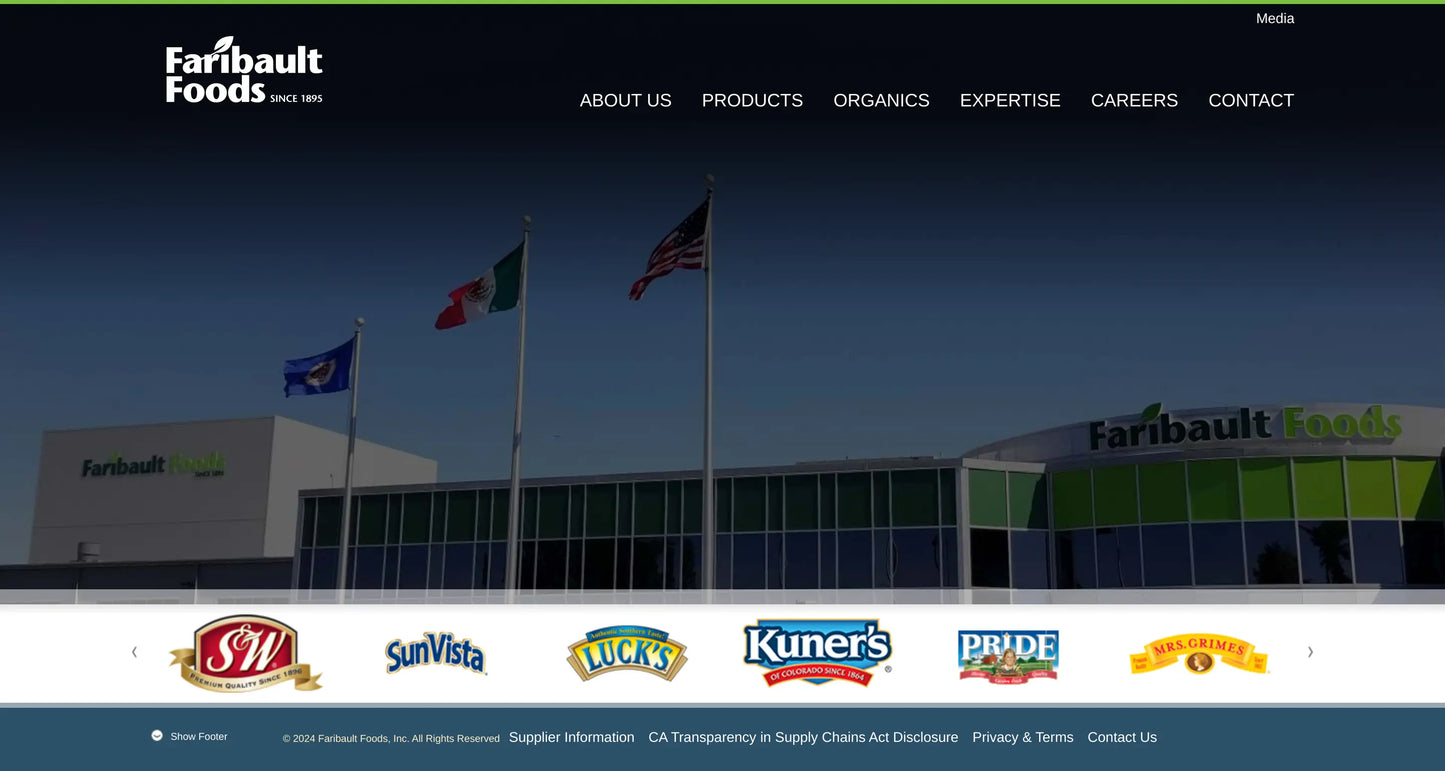 Screenshot: the Farmer Bros website.