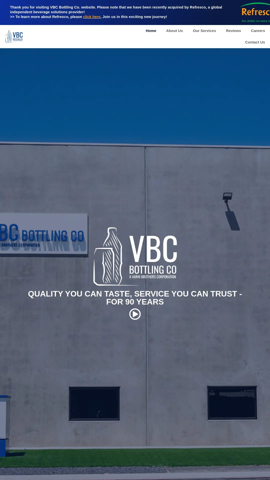 Screenshot: the VBC Bottling website.