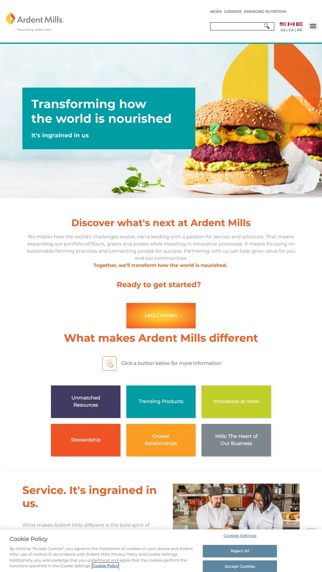 Screenshot: the Ardent Mills website.