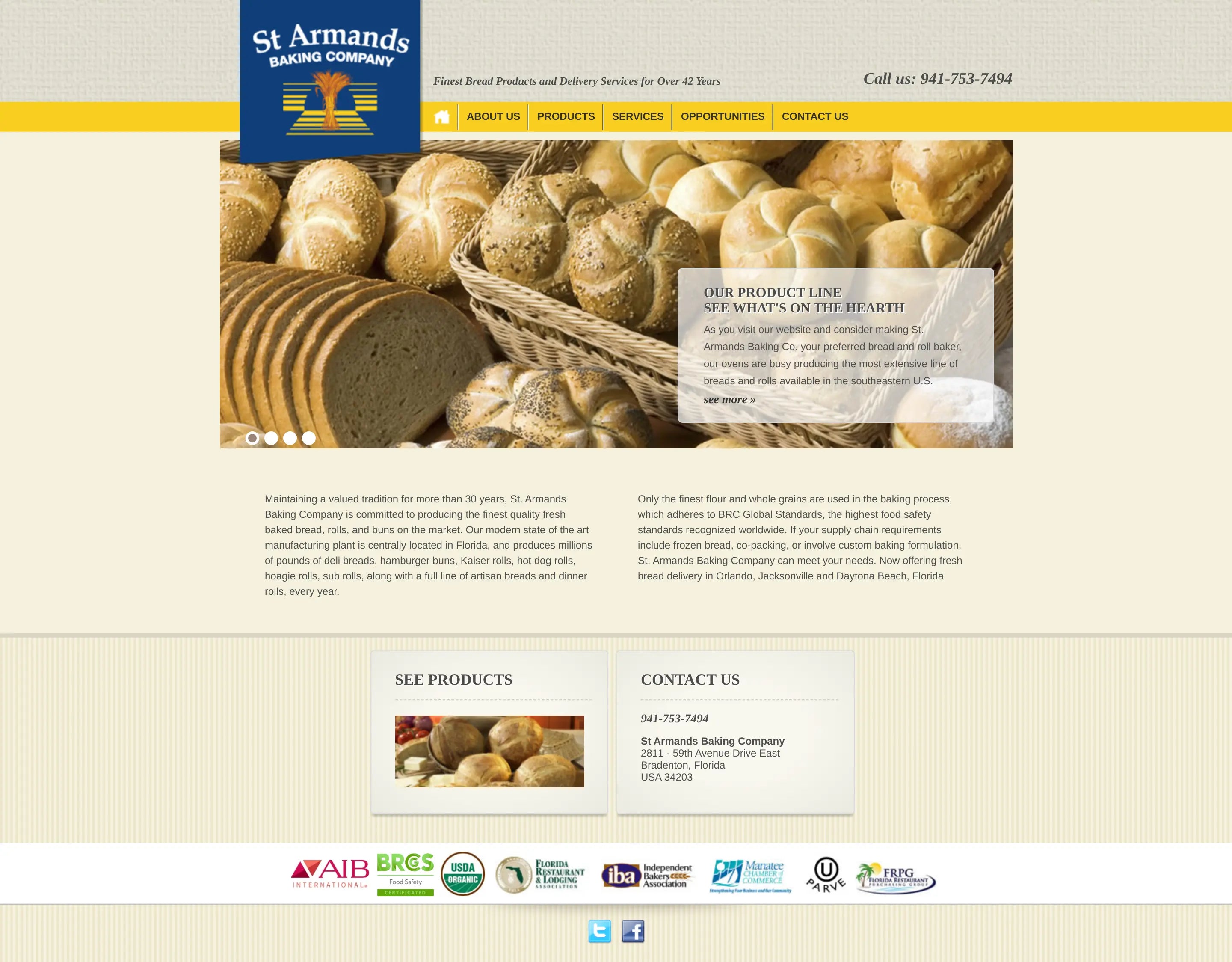 Screenshot: the St. Armands Baking Co website.