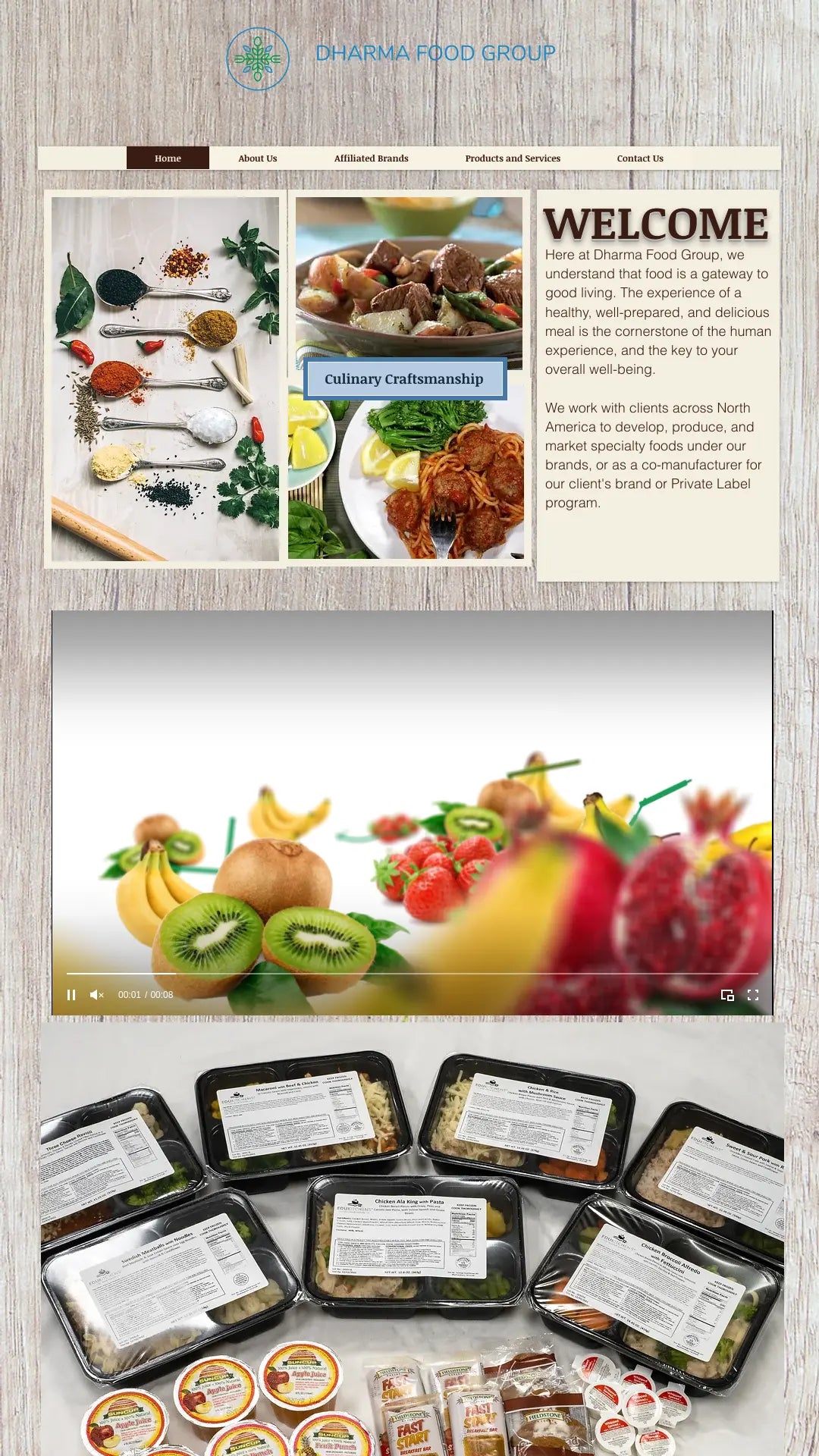 Screenshot: the Dharma Food Group website.