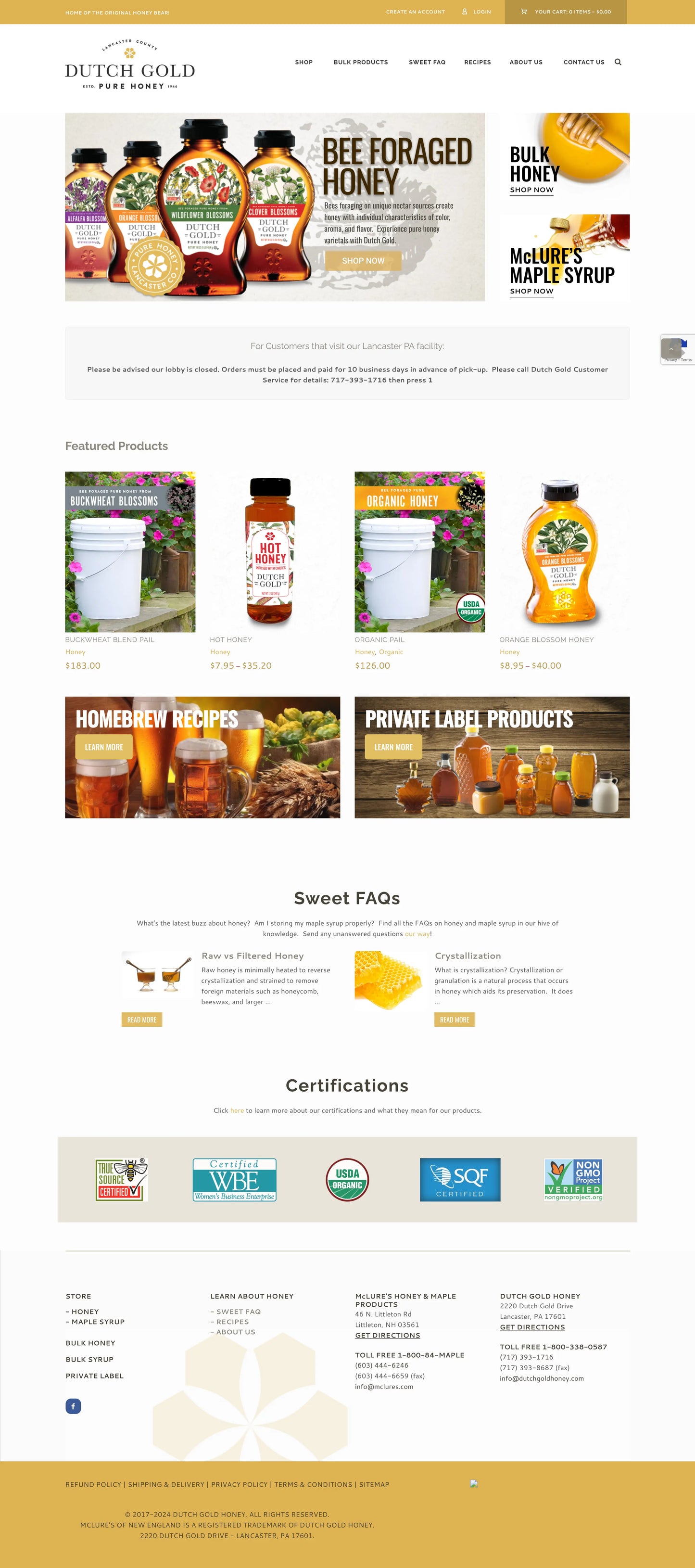 Screenshot: the Dutch Gold Honey website.