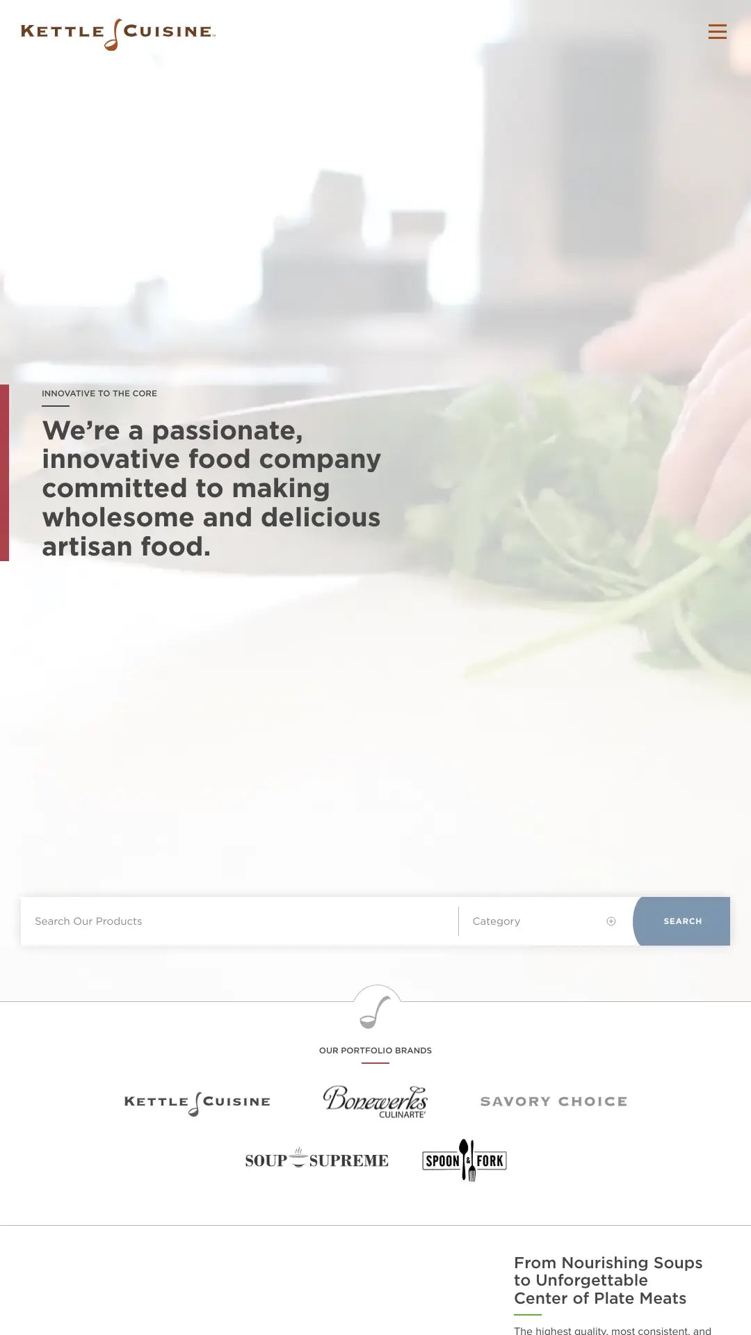 Screenshot: the Kettle Cuisine website.