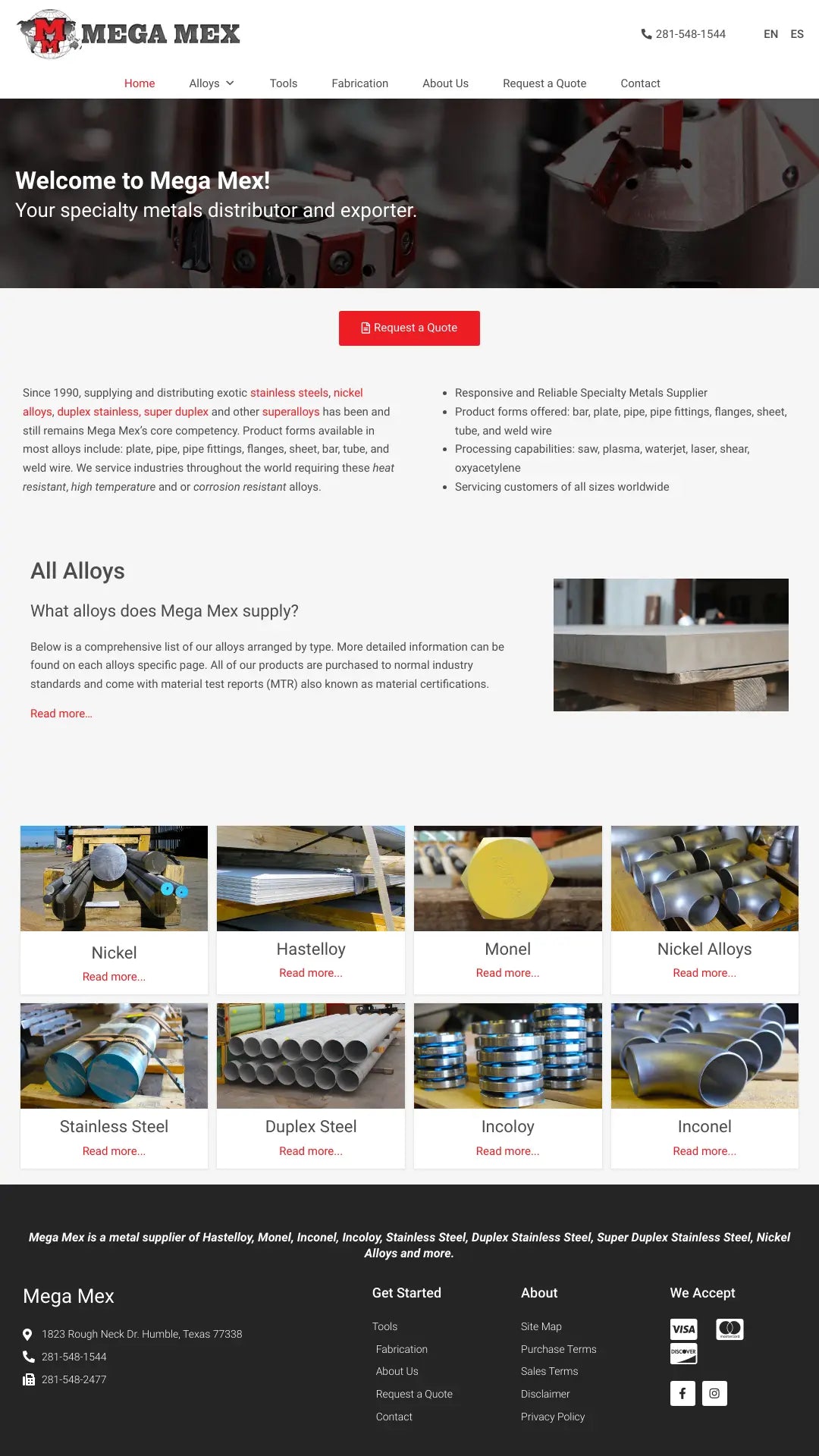 Screenshot: the MegaMex Foods website.