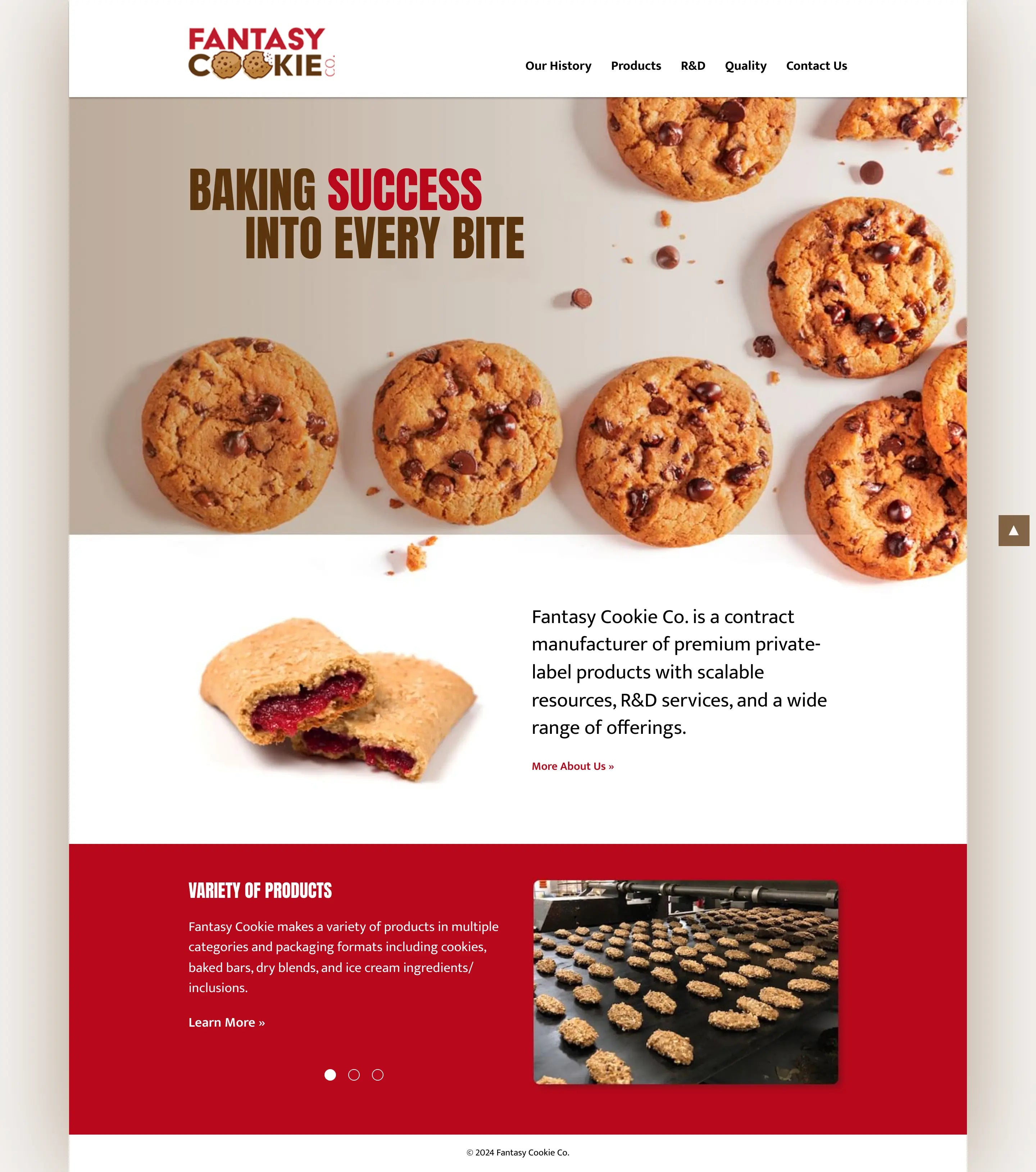 Screenshot: the Fantasy Cookie Co website.