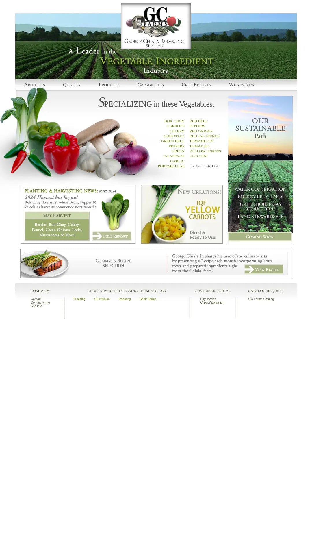 Screenshot: the George Chiala Farms website.