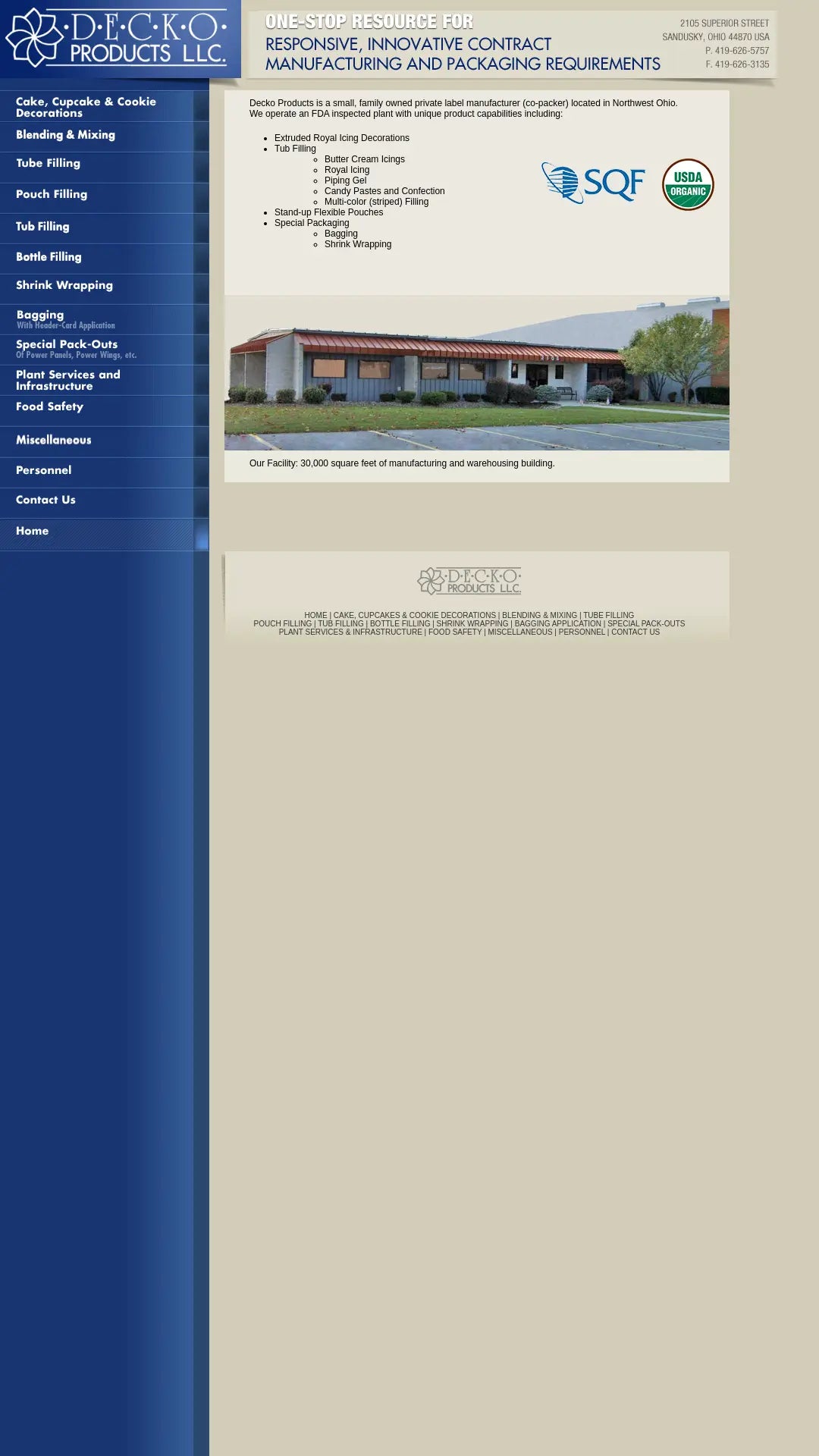 Screenshot: the Decko Products, INC. website.