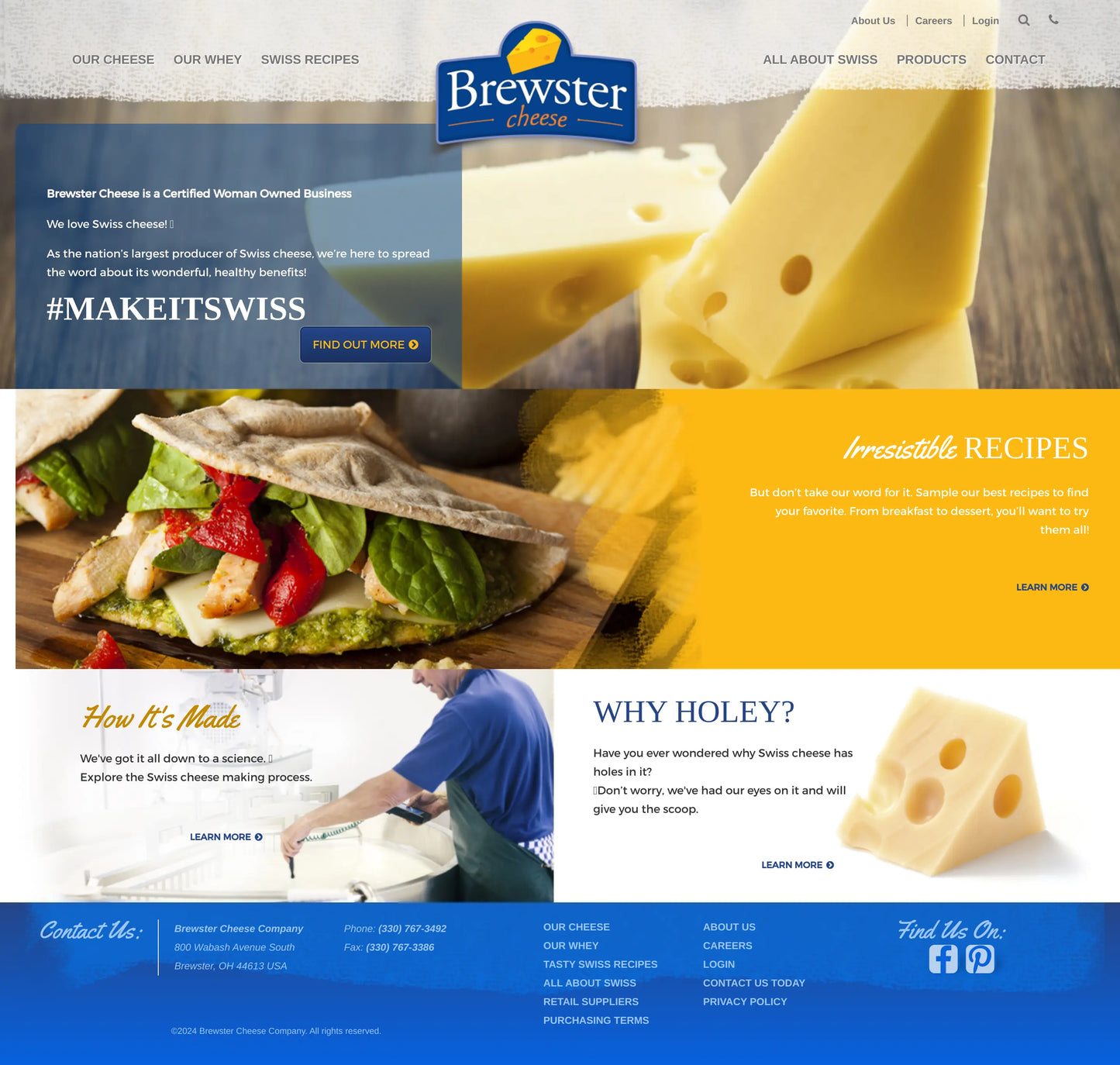 Screenshot: the Brewster Dairy Inc website.