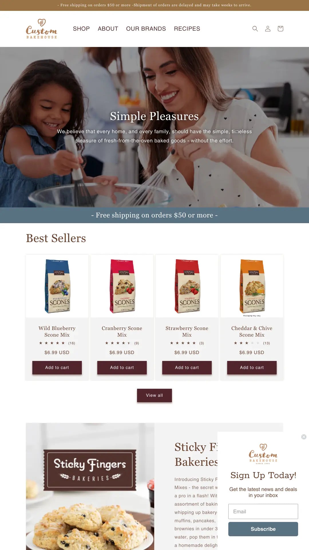 Screenshot: the Custom Foods Inc website.