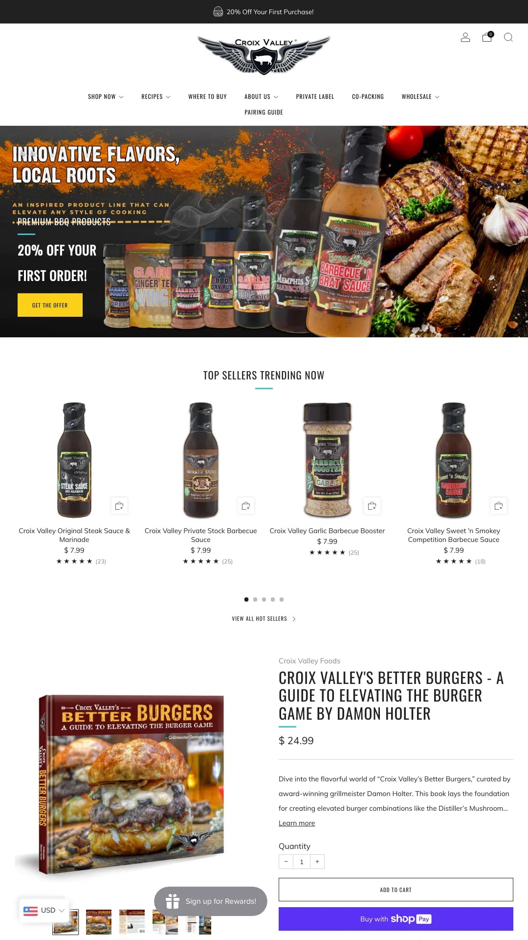 Screenshot: the Croix Valley Foods website.