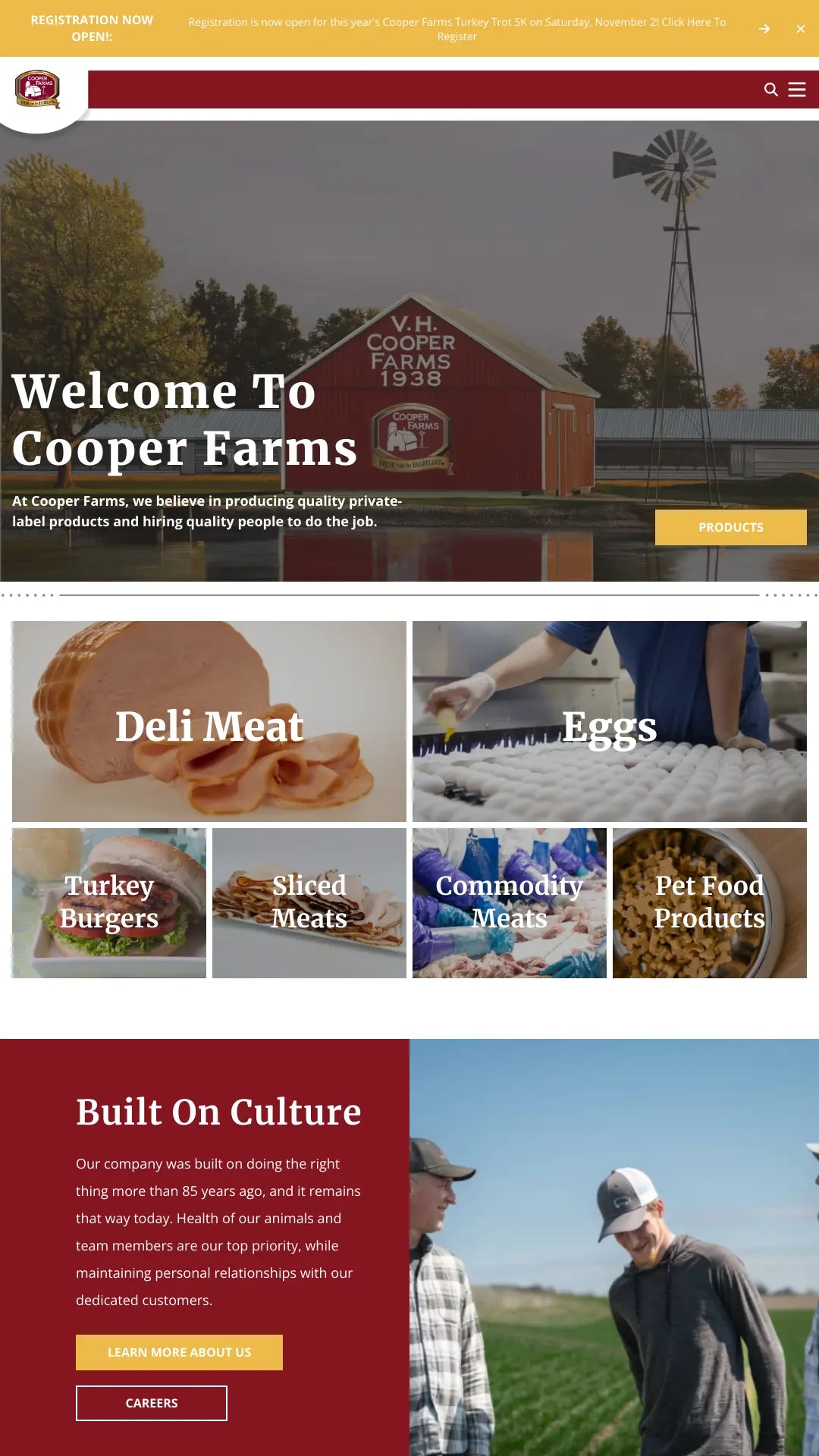 Screenshot: the Cooper Farms website.