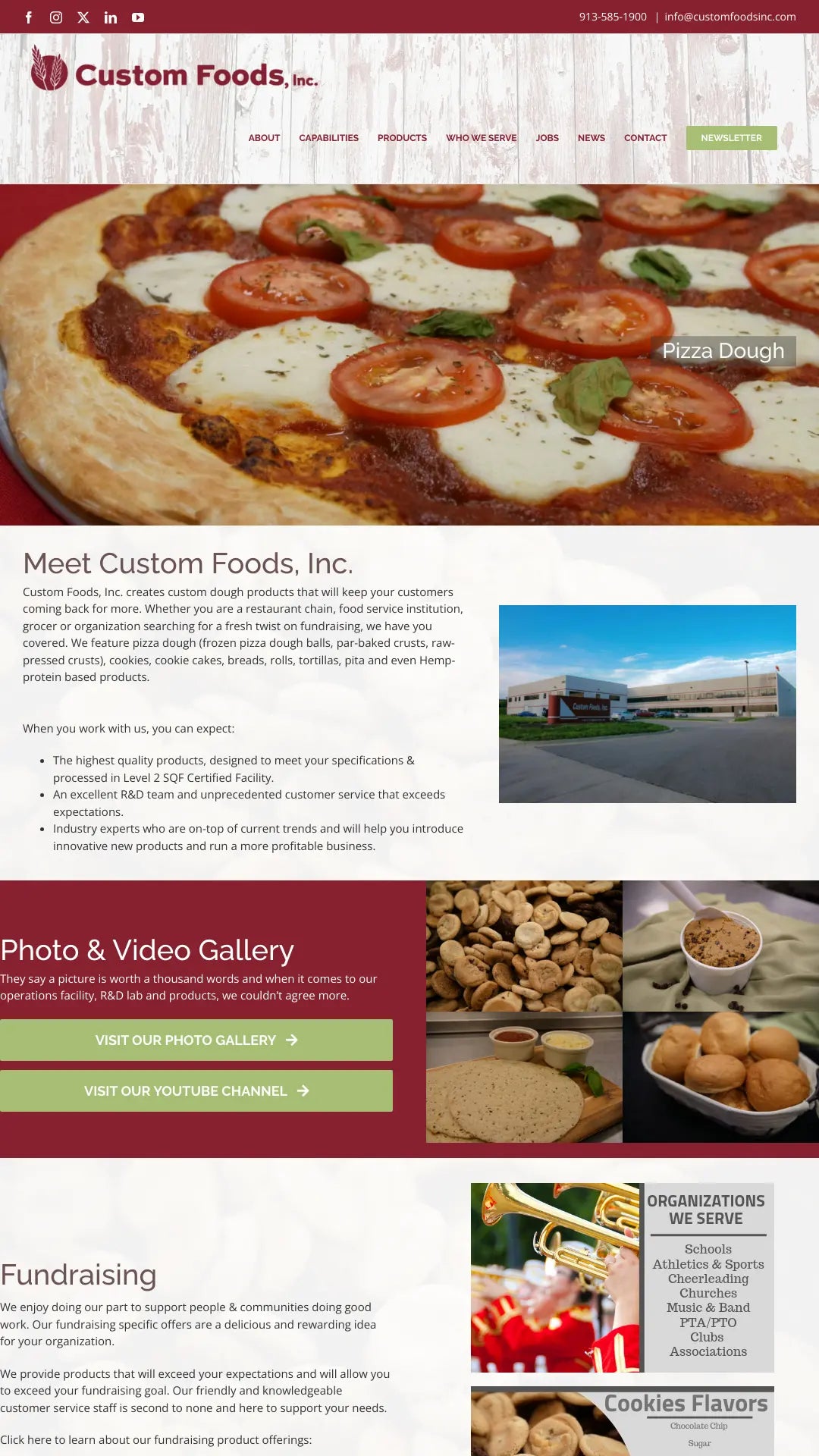 Screenshot: the Custom Foods Inc. website.