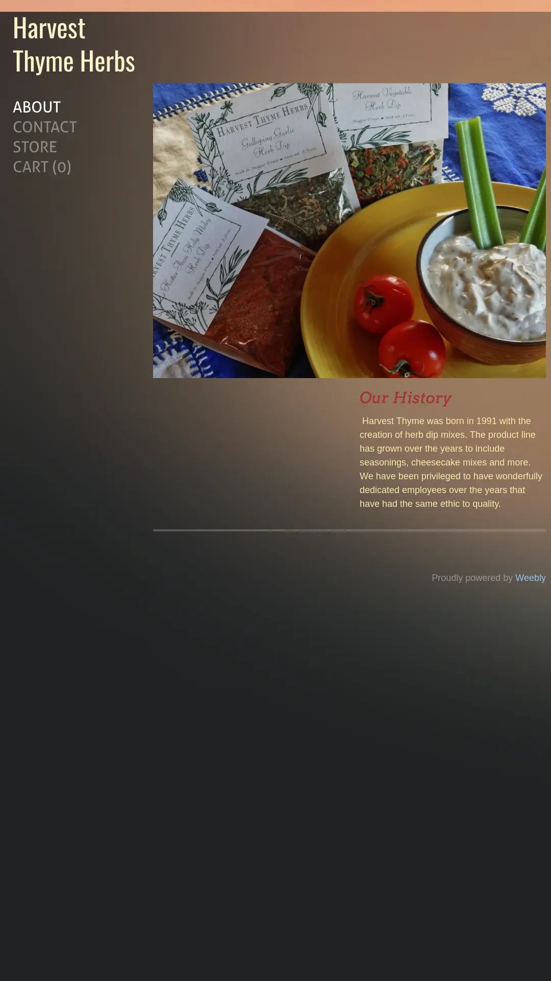 Screenshot: the Harvest Thyme Herbs website.