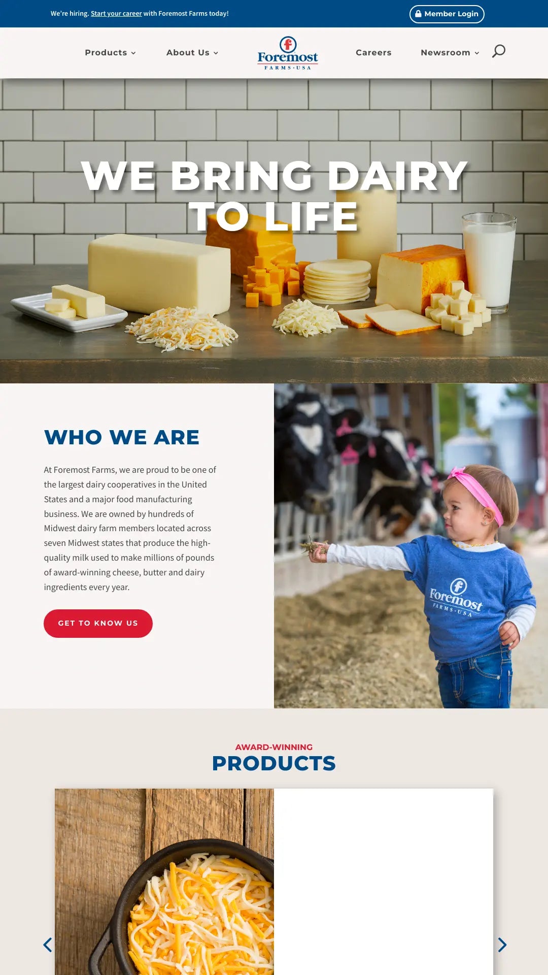 Screenshot: the Foremost Farms website.