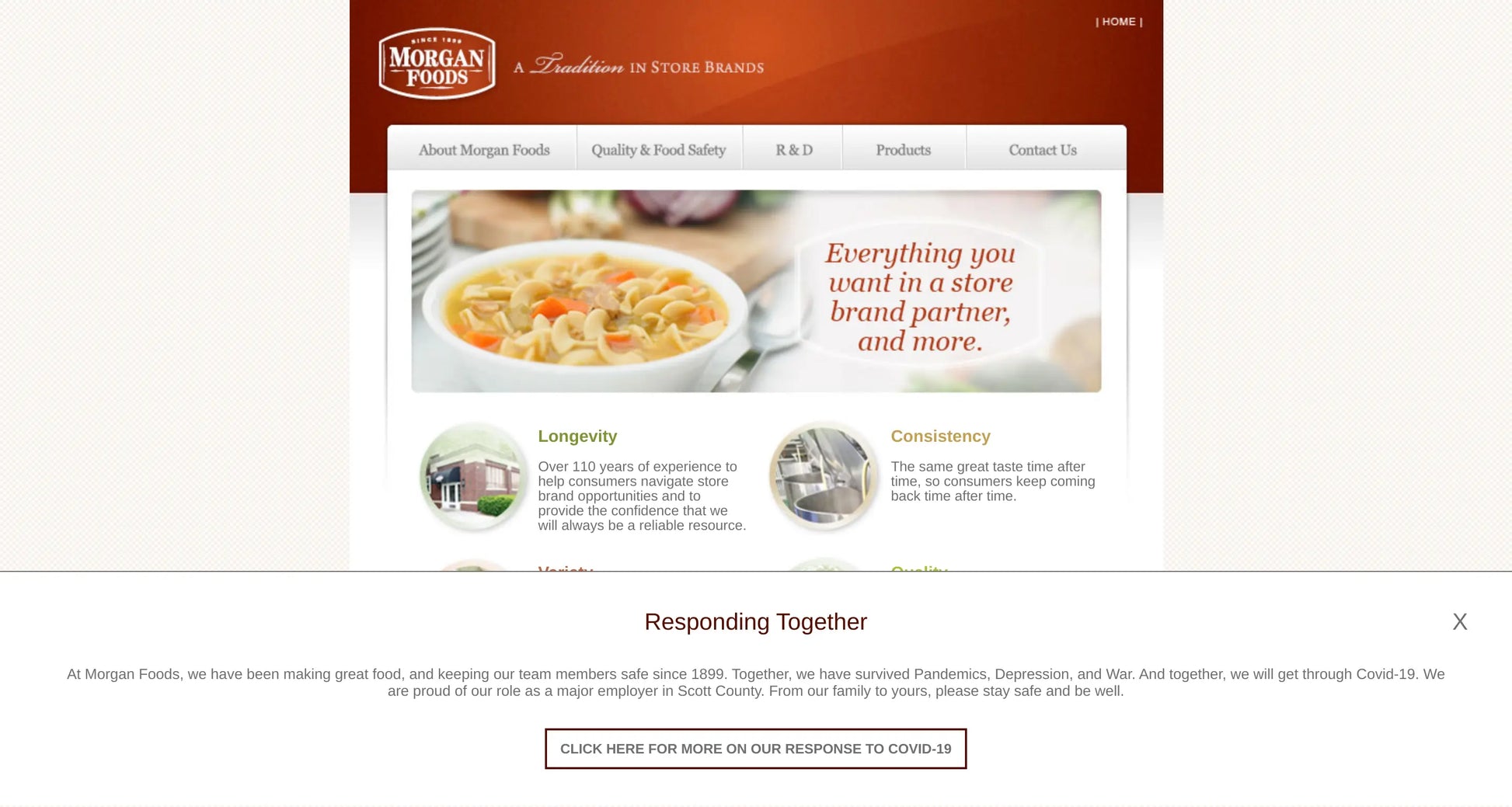 Screenshot: the Morgan Foods website.