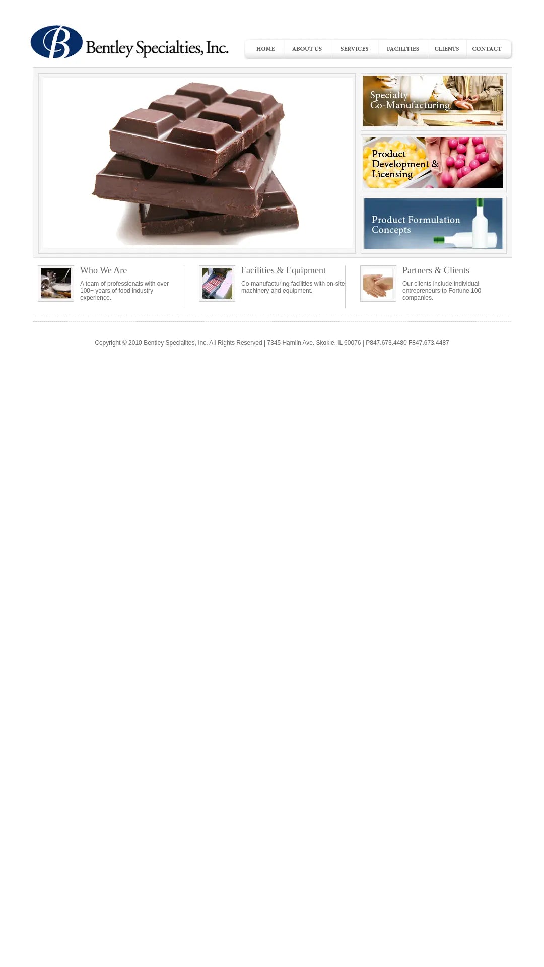 Screenshot: the Bentley Specialties website.