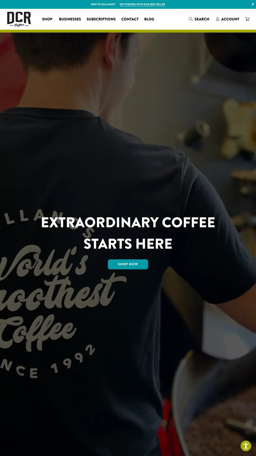 Screenshot: the Dillanos Coffee Roasters website.