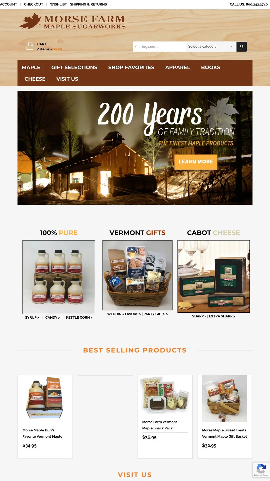 Screenshot: the Morse Farm Sugarworks website.