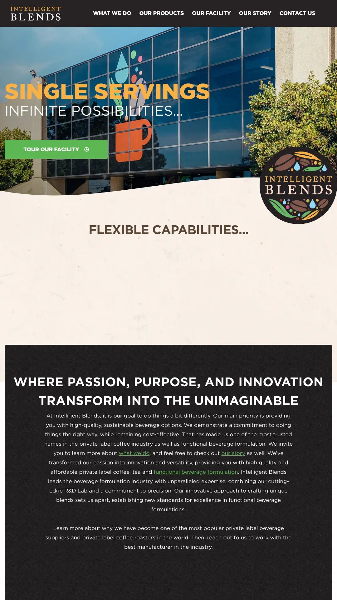 Screenshot: the Intelligent Blends website.