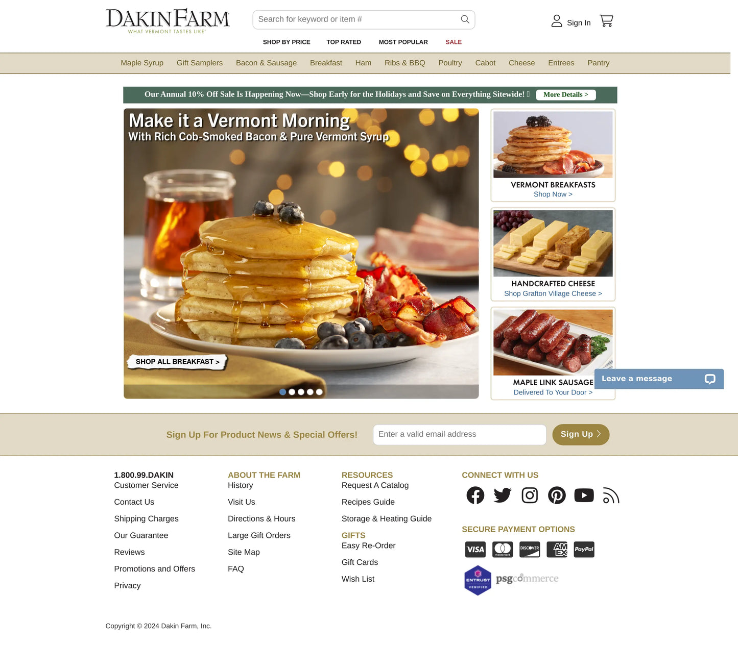 Screenshot: the Dakin Farm website.